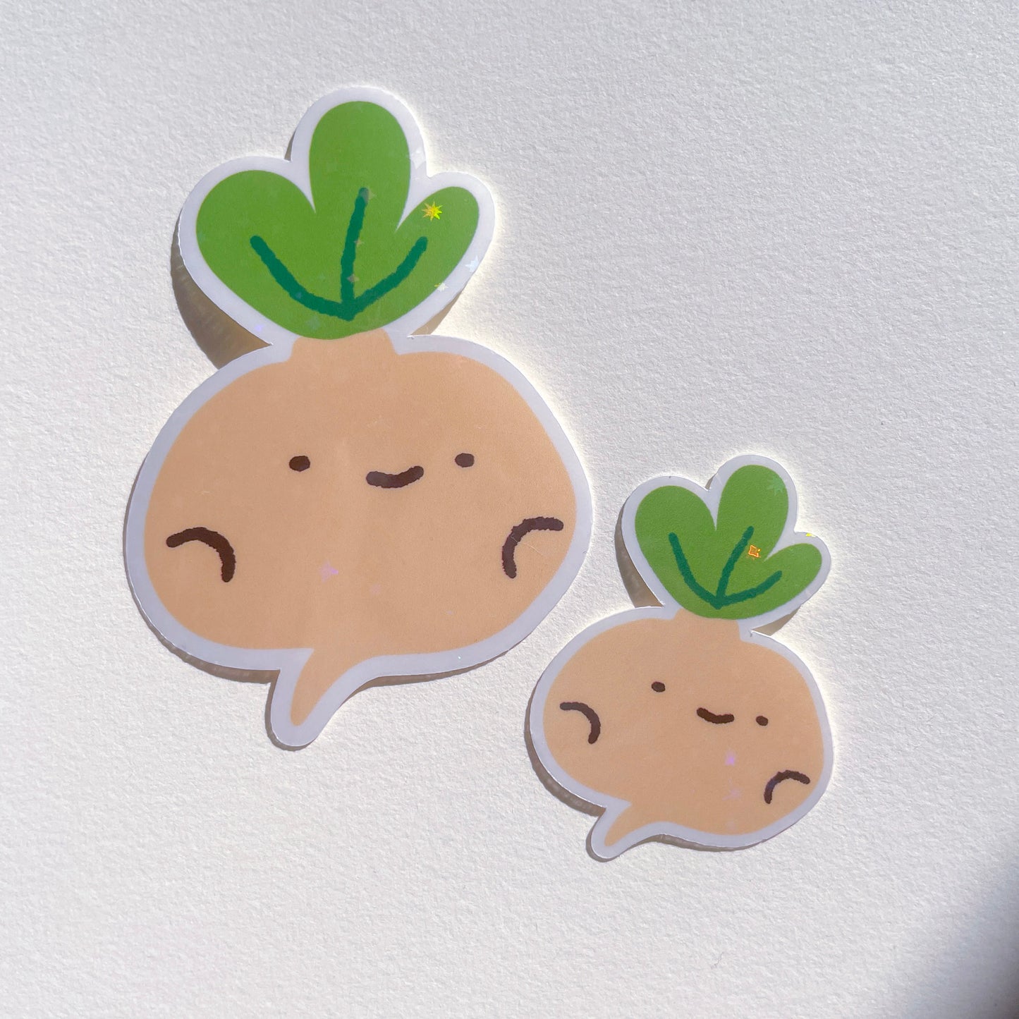Turnip Sticker Set! Adorable vegetables from the veggie patch! | One large and one mini holographic sticker. A gift for vegans / vegetarians