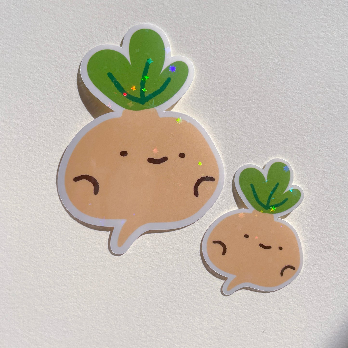 Turnip Sticker Set! Adorable vegetables from the veggie patch! | One large and one mini holographic sticker. A gift for vegans / vegetarians