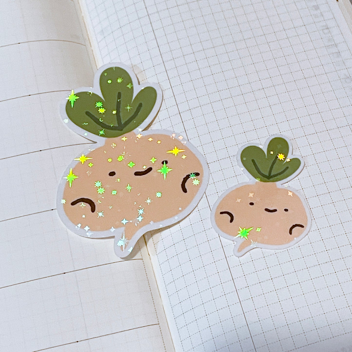 Turnip Sticker Set! Adorable vegetables from the veggie patch! | One large and one mini holographic sticker. A gift for vegans / vegetarians