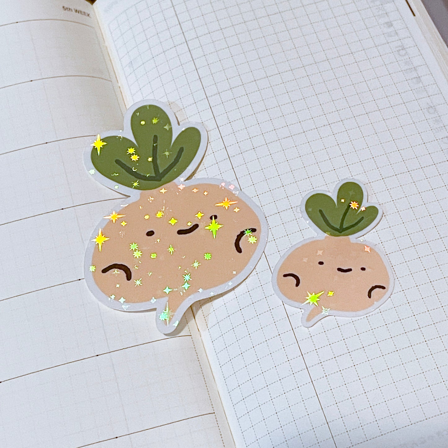Turnip Sticker Set! Adorable vegetables from the veggie patch! | One large and one mini holographic sticker. A gift for vegans / vegetarians