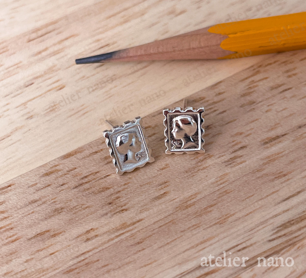 Sterling Silver Miniature Postage Stamp Earrings