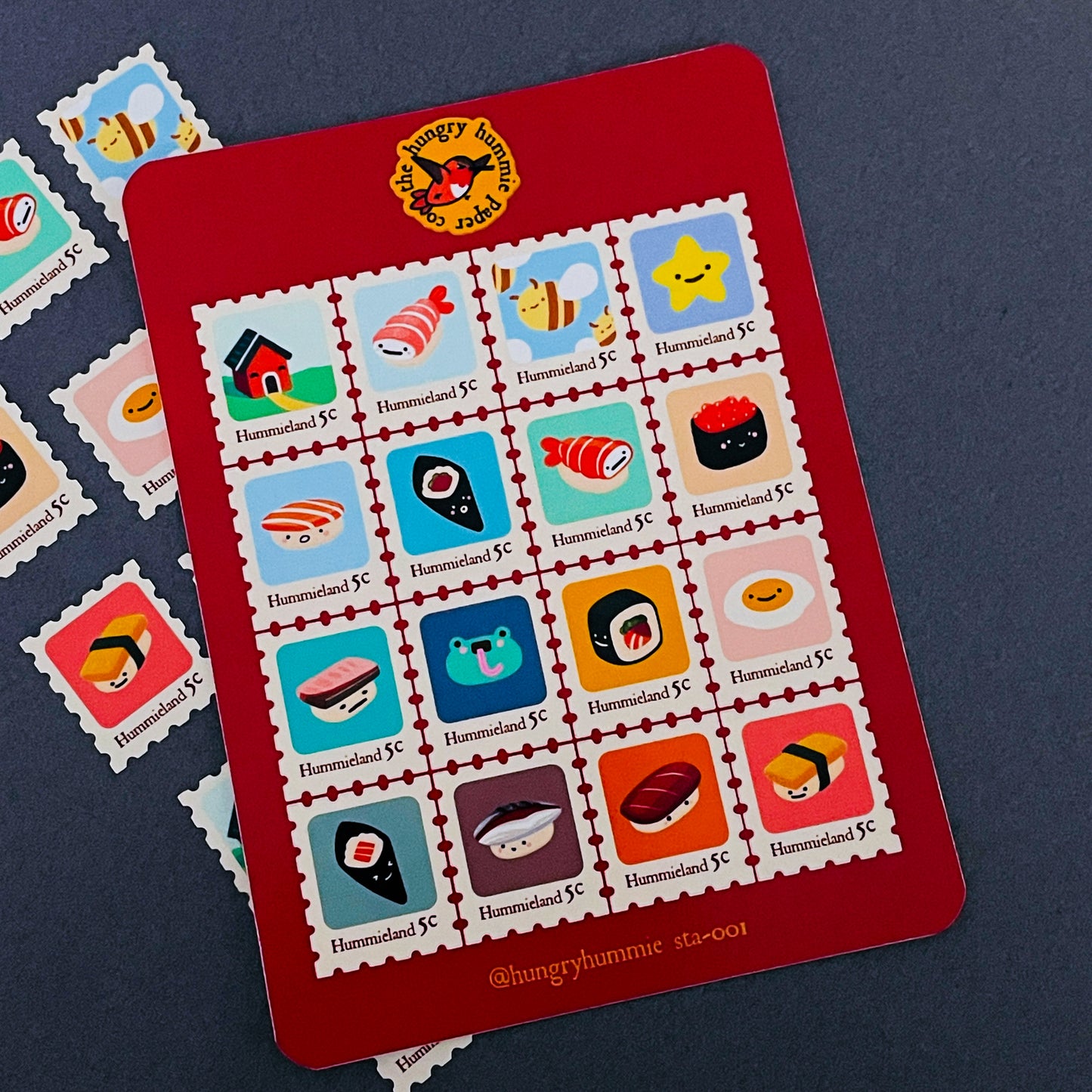 Cute Stamps Sticker Sheet | Kawaii sushi sticker | Memento Journal and diary notebook planner stickers