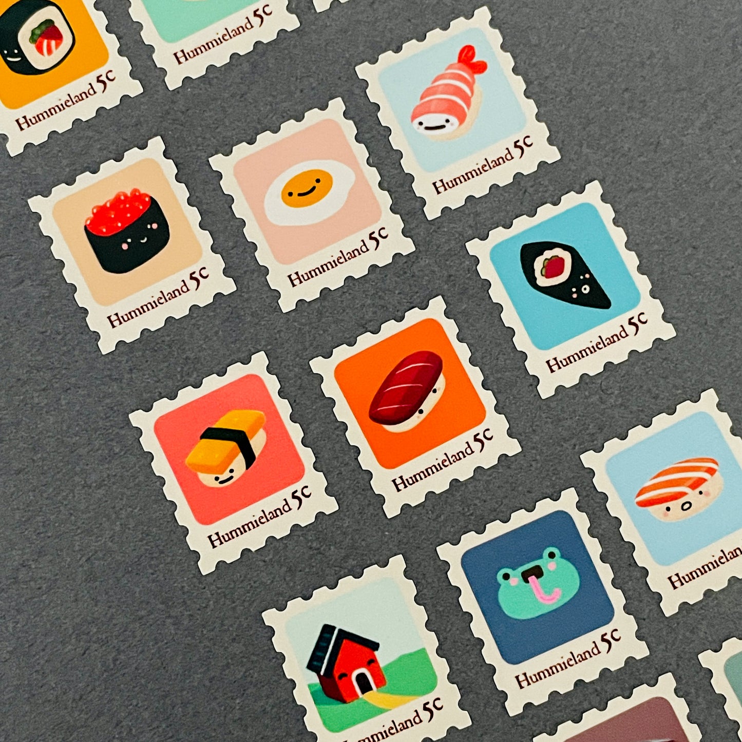 Cute Stamps Sticker Sheet | Kawaii sushi sticker | Memento Journal and diary notebook planner stickers
