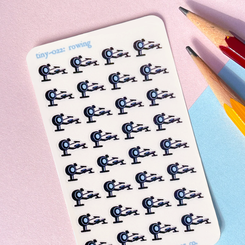 022 Rowing Machine Planner Stickers - Micro sticker sheet for planners of all types! Credit card sized sheet, indoor gym ergometer workout