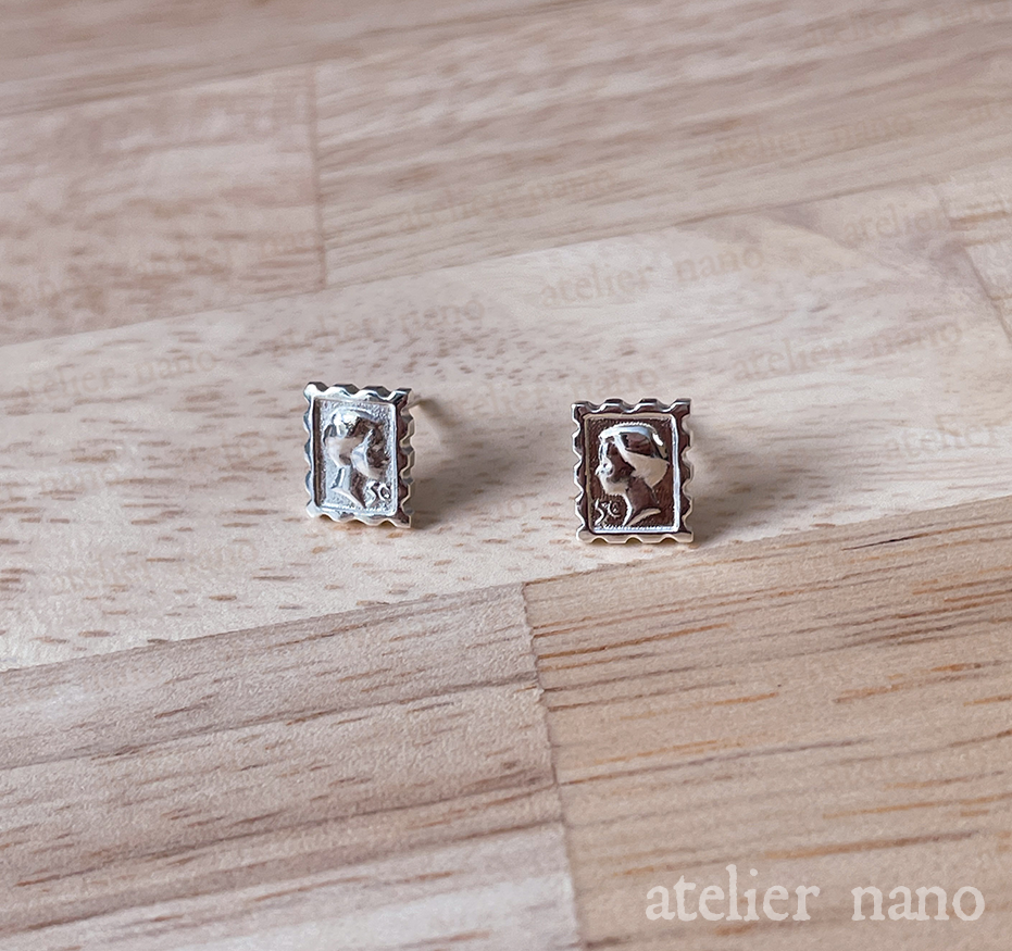 Sterling Silver Miniature Postage Stamp Earrings