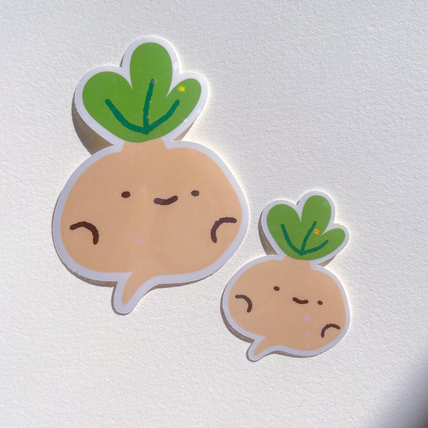Turnip Sticker Set! Adorable vegetables from the veggie patch! | One large and one mini holographic sticker. A gift for vegans / vegetarians