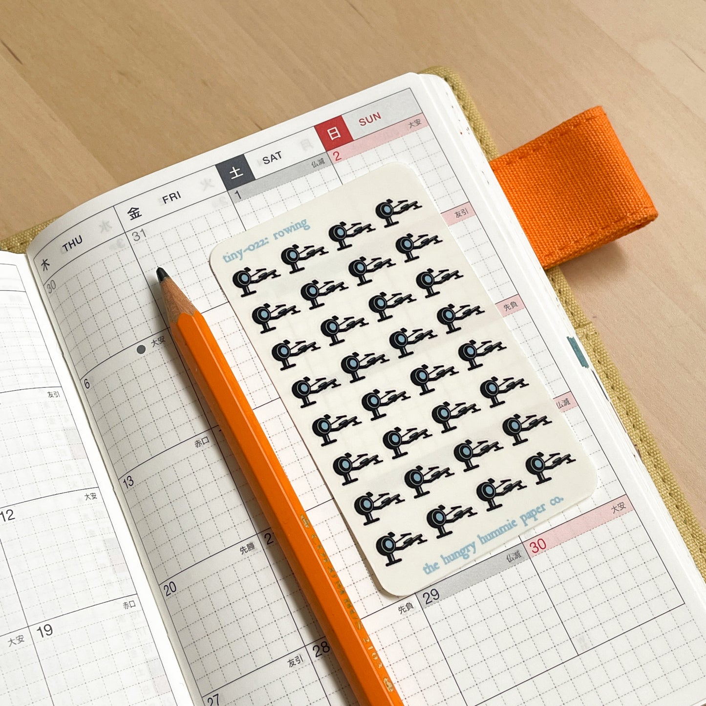 022 Rowing Machine Planner Stickers - Micro sticker sheet for planners of all types! Credit card sized sheet, indoor gym ergometer workout