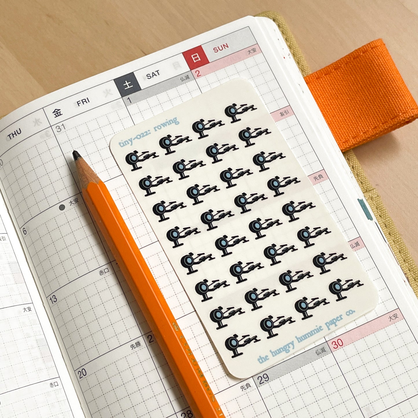 022 Rowing Machine Planner Stickers - Micro sticker sheet for planners of all types! Credit card sized sheet, indoor gym ergometer workout