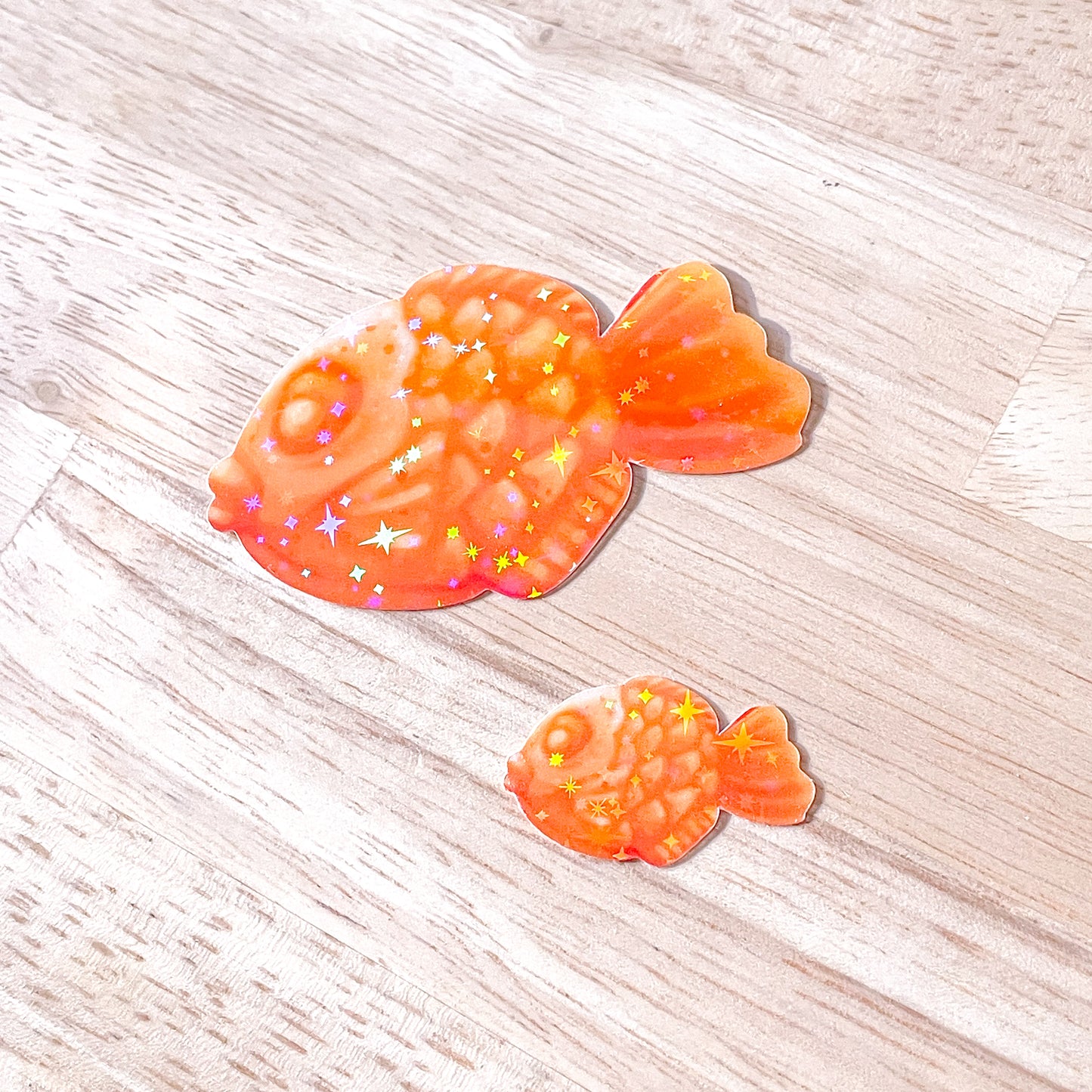 Taiyaki Sticker Set! | Bread fish! One large + one mini sparkly holographic sticker. Perfect gift for foodies and lovers of Japanese snacks!