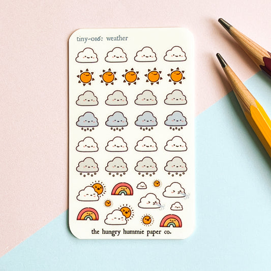 016 Weather Planner Stickers - Business Card Sized Mini Micro Sticker sheet for wallets and planners! Great gifts for notebook lovers!