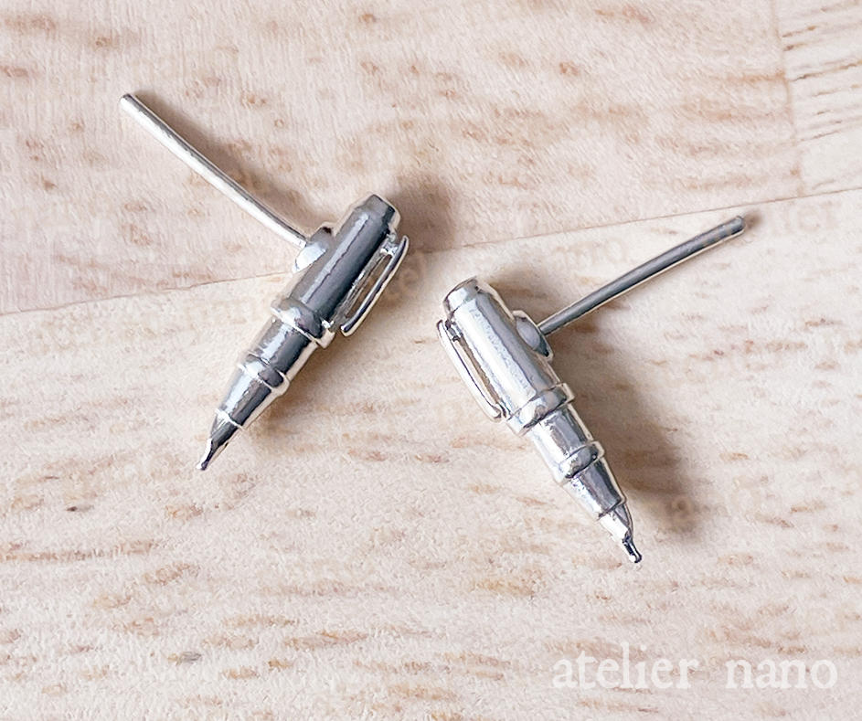 Sterling Silver Tiny Fountain Pen Earrings