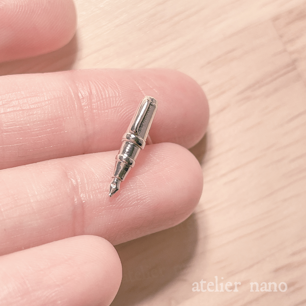Sterling Silver Tiny Fountain Pen Earrings