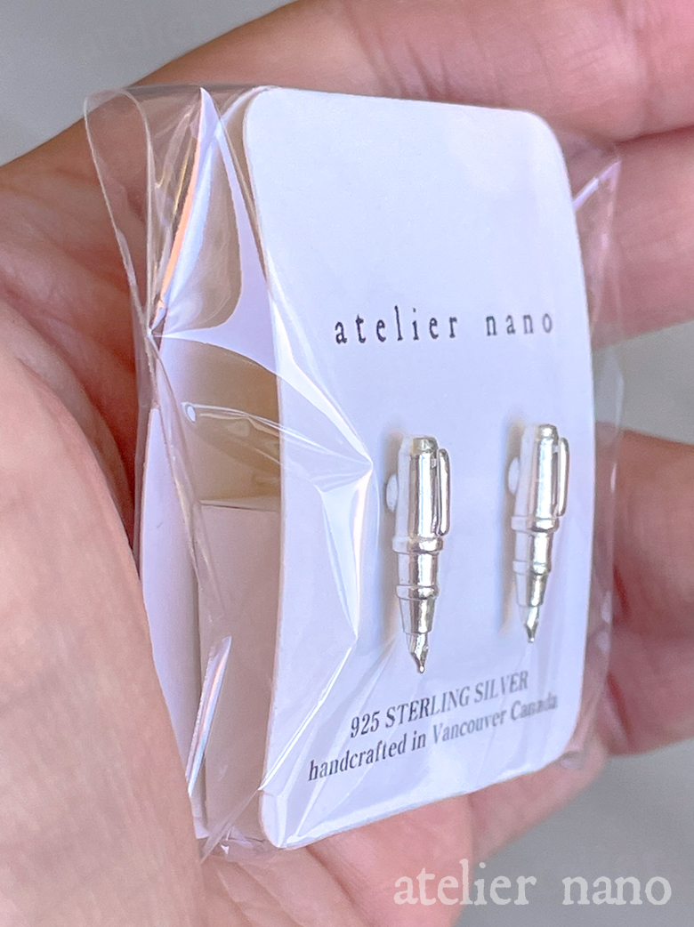 Sterling Silver Tiny Fountain Pen Earrings