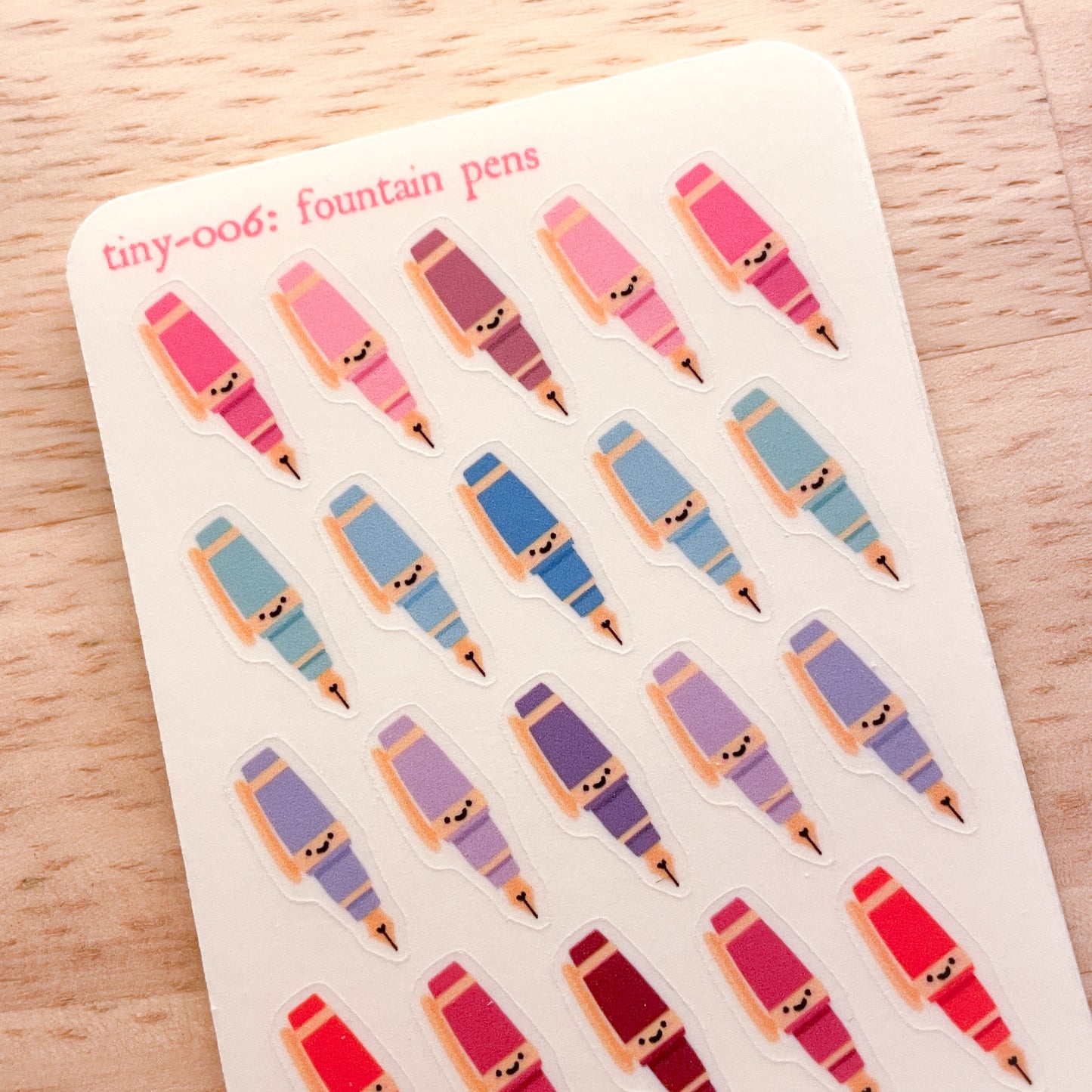 006 Fountain Pens | Mini Planner Sticker Sheet | Tiny Colourful Rainbow Icon Credit Card Sized Bullet Journal Tracker Micro Miniature Seals