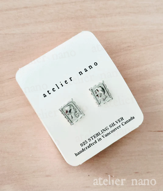 Sterling Silver Miniature Postage Stamp Earrings