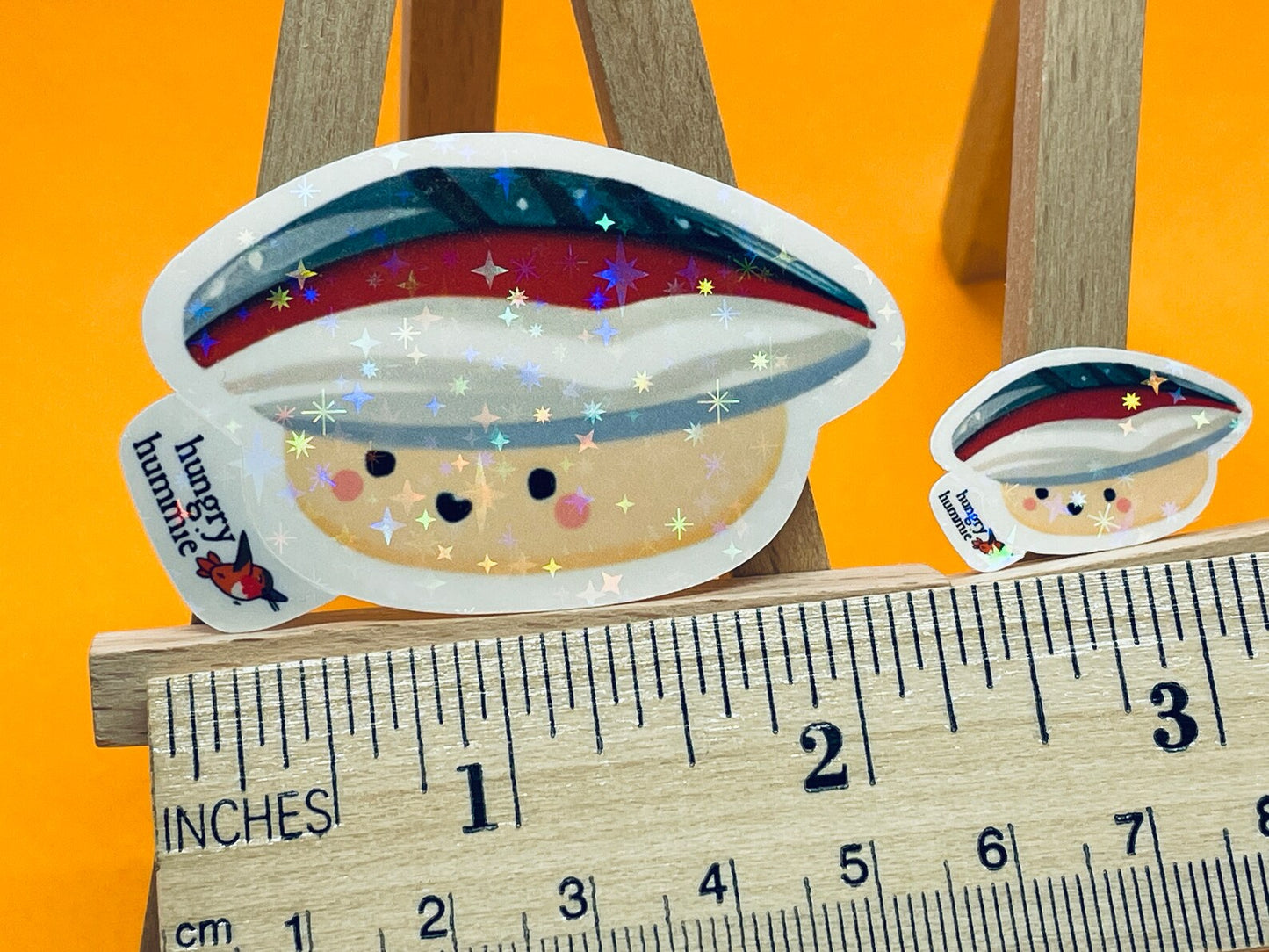 Saba Mackerel Nigiri | Holographic Sushi Sticker Set of 1 Big & 1 Mini Stickers | Holo Stars | Sparkle Cute Kawaii Sadface Deco Food