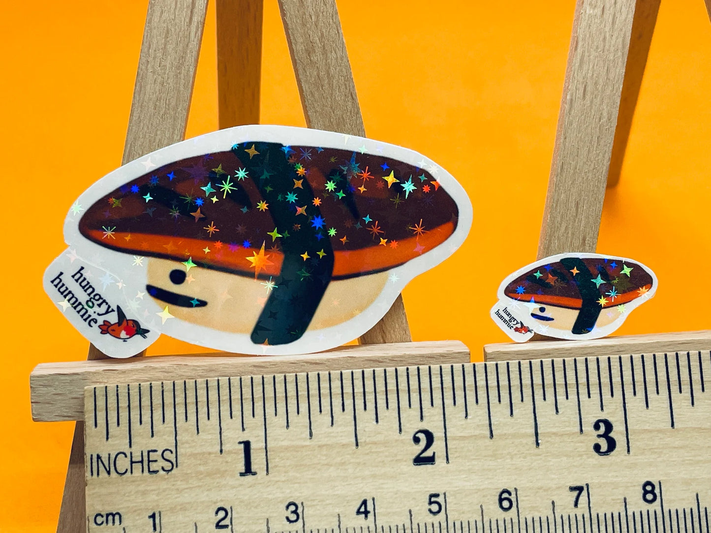 Unagi Nigiri | Holographic Sushi Sticker Set of 1 Big, 1 Mini Stickers | Holo Stars | Sparkle Cute Kawaii Sadface Food | Eel