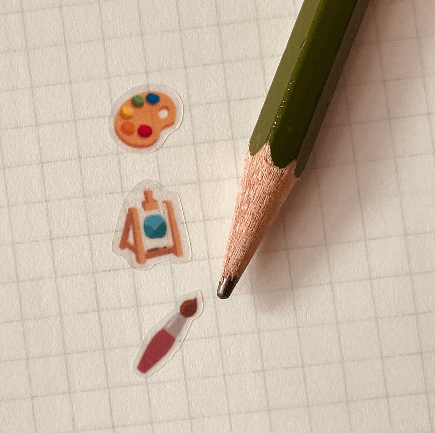 003 Creative Mini Planner Sticker Sheet | Tiny Artist Art Paint Easel Palette Paintbrush Brush Small Miniature Journal Tracker Micro