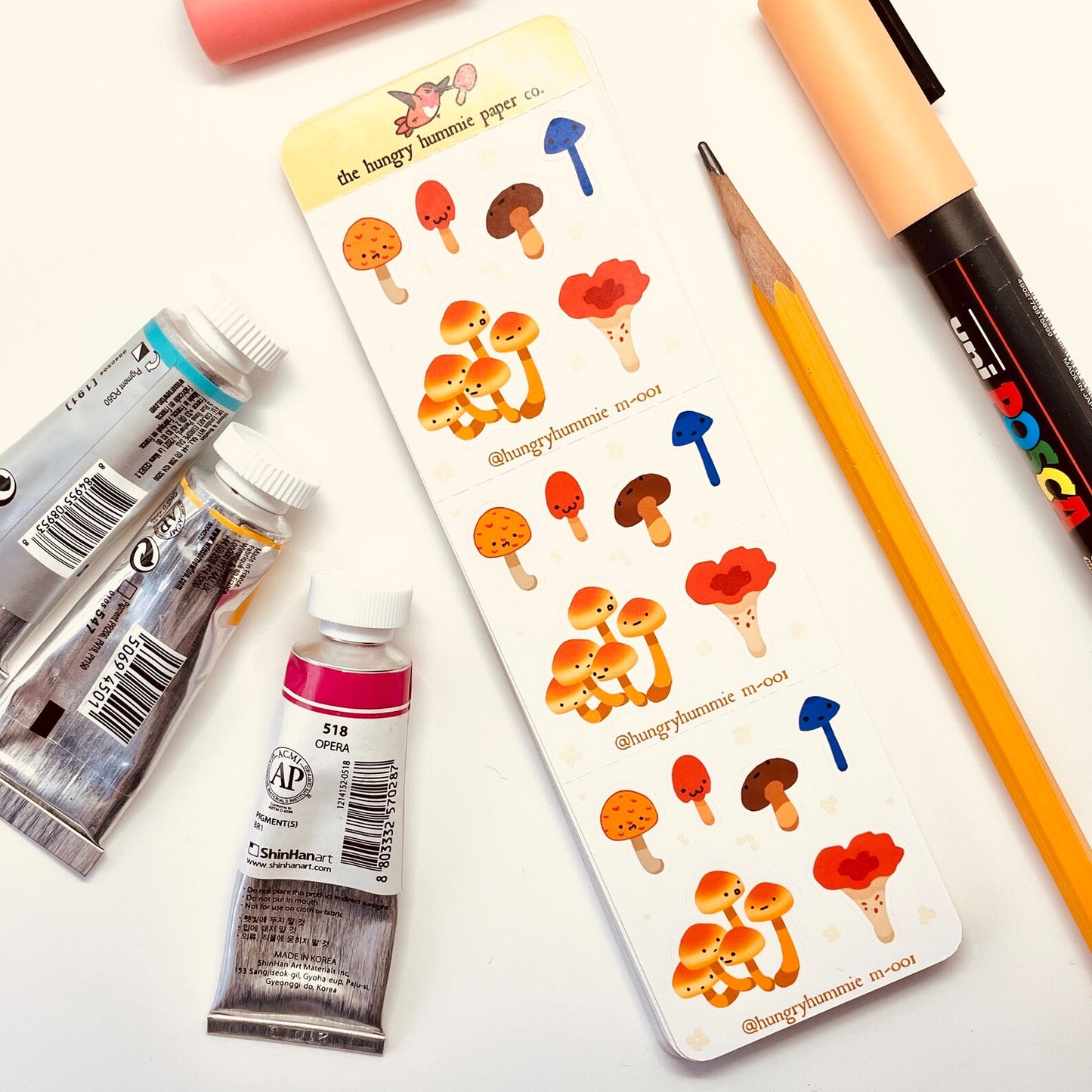 m-001 Mini Mushroom Sticker Sheet | Cute Fungi gifts for naturalists and biologists! Planner sticker seals for notebooks and student folders
