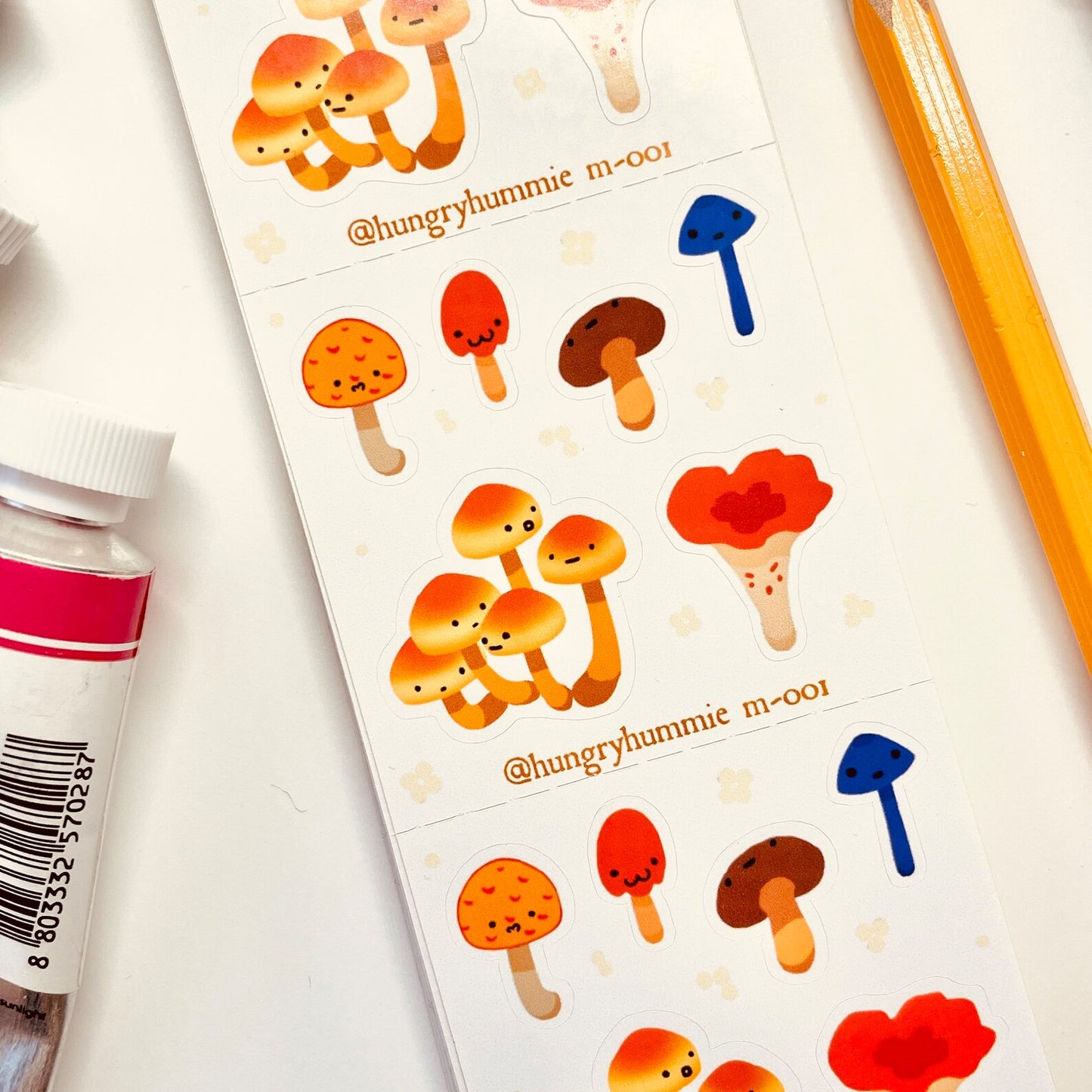 m-001 Mini Mushroom Sticker Sheet | Cute Fungi gifts for naturalists and biologists! Planner sticker seals for notebooks and student folders