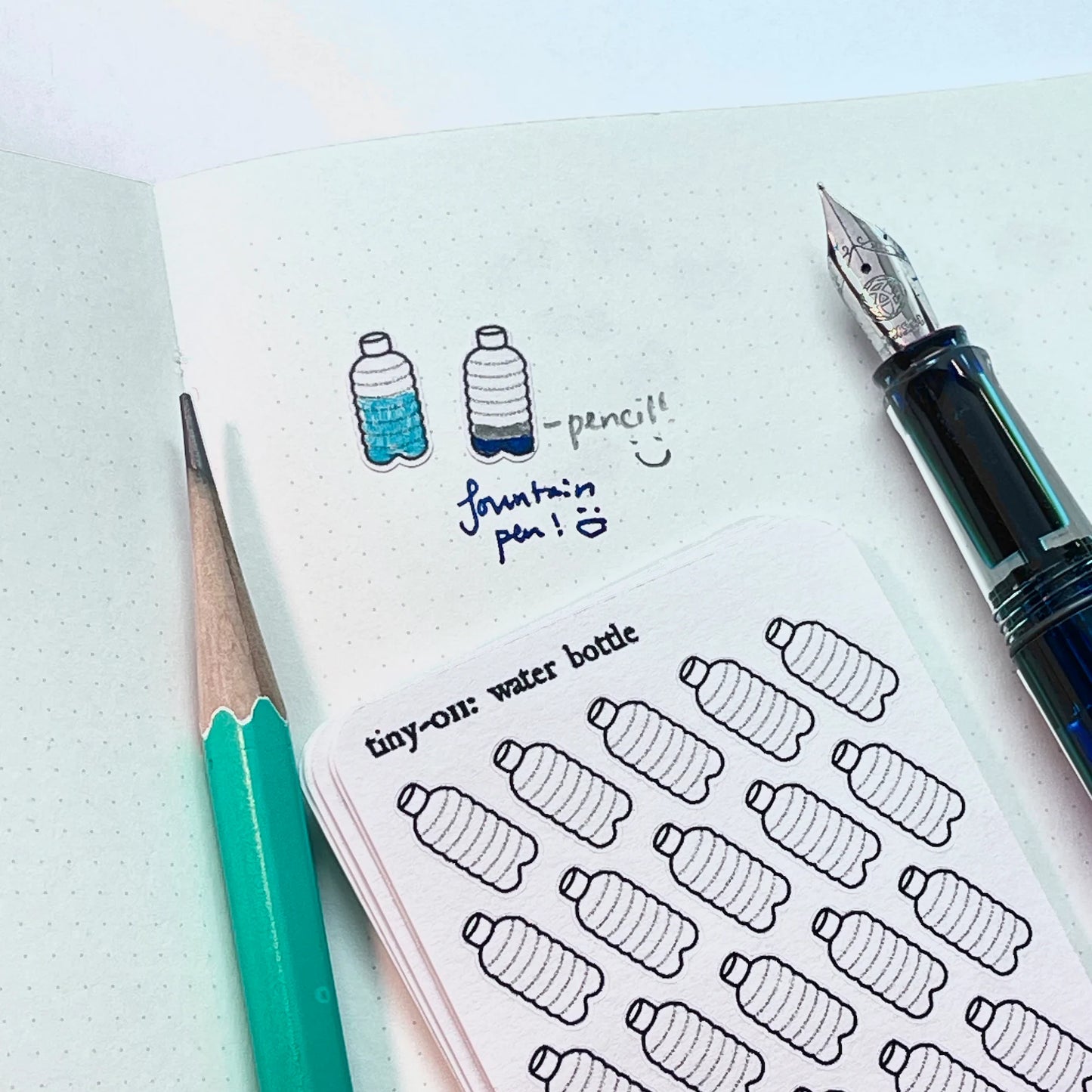 011 Water Tracker Planner Sticker Sheet : tiny self-care hydration bottle good habit icons for bullet journals, schedules, drink more