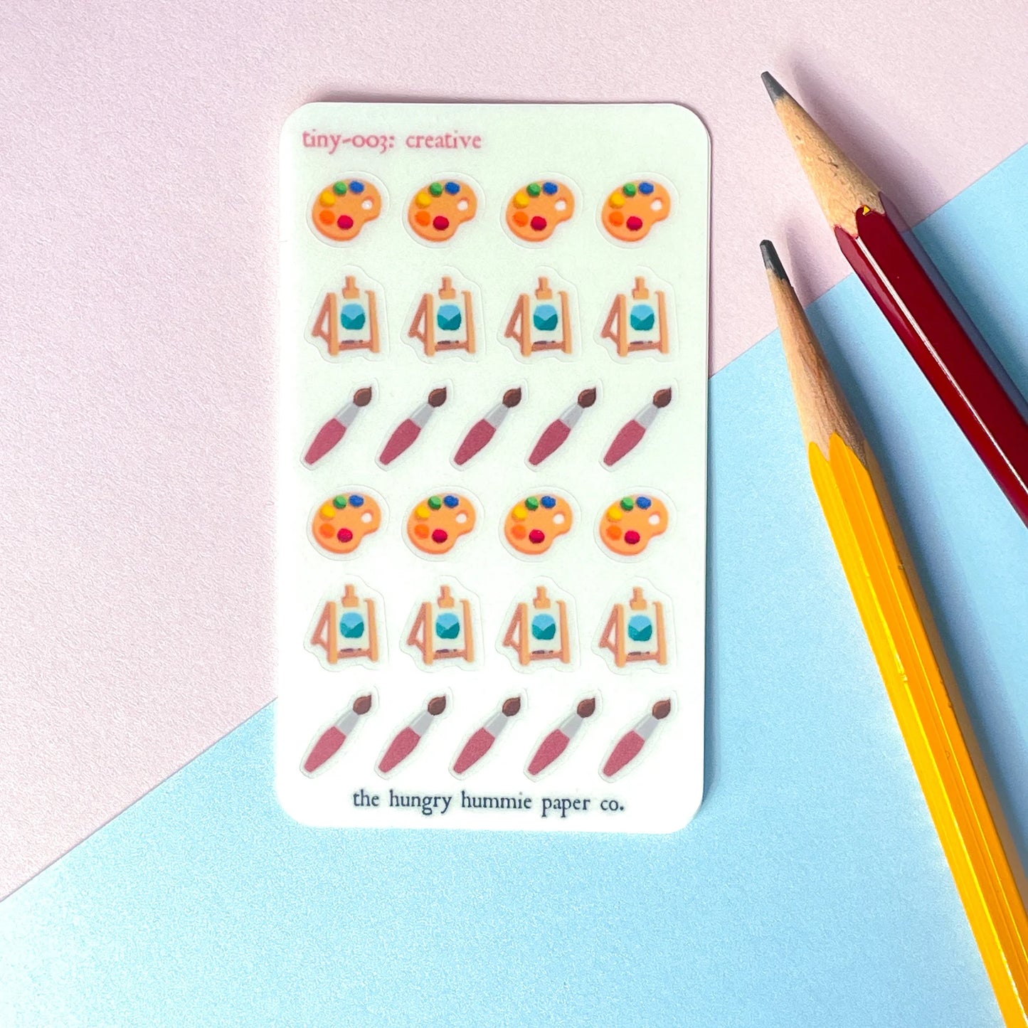 003 Creative Mini Planner Sticker Sheet | Tiny Artist Art Paint Easel Palette Paintbrush Brush Small Miniature Journal Tracker Micro