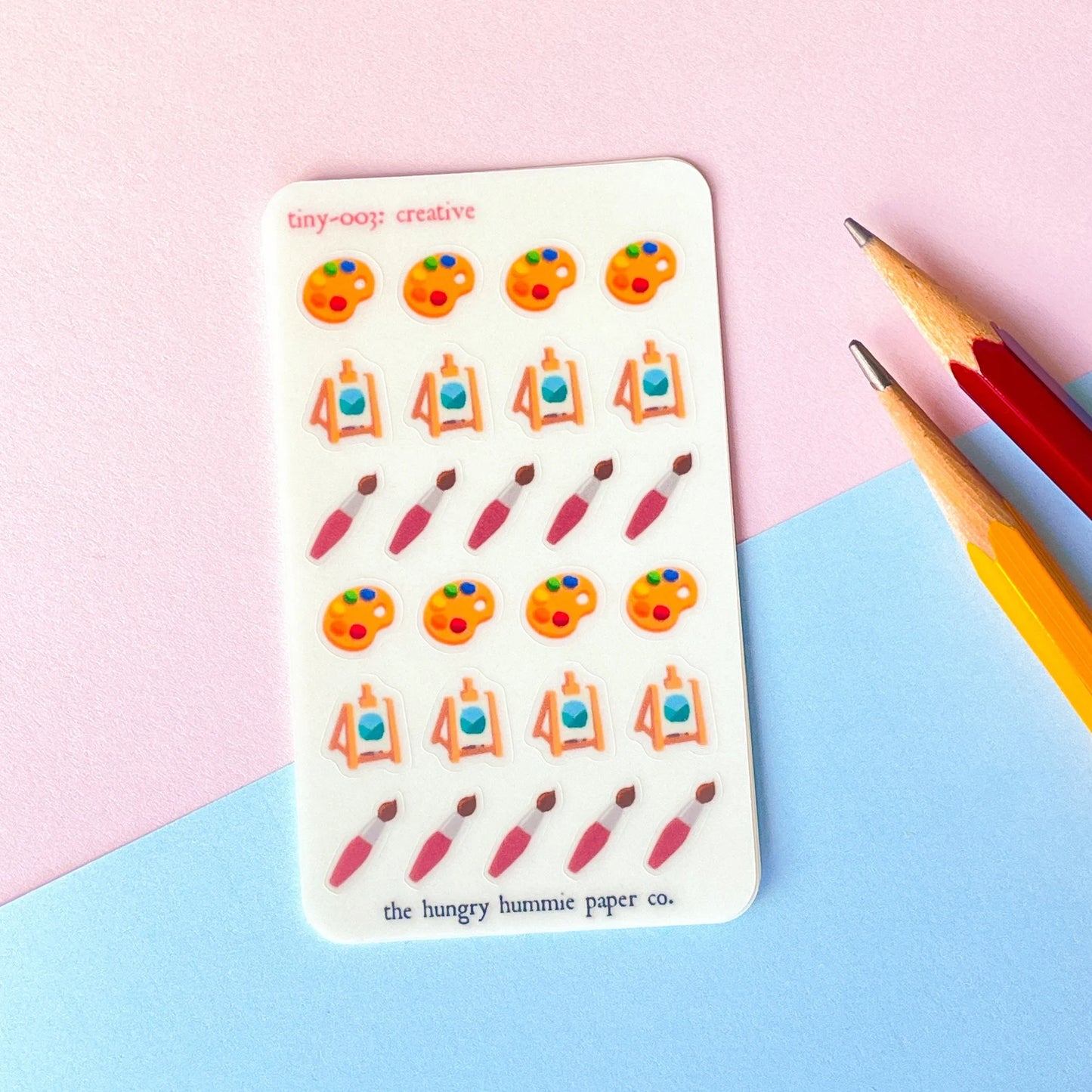 003 Creative Mini Planner Sticker Sheet | Tiny Artist Art Paint Easel Palette Paintbrush Brush Small Miniature Journal Tracker Micro