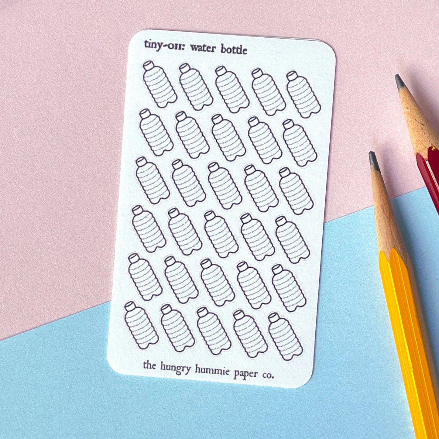 011 Water Tracker Planner Sticker Sheet : tiny self-care hydration bottle good habit icons for bullet journals, schedules, drink more