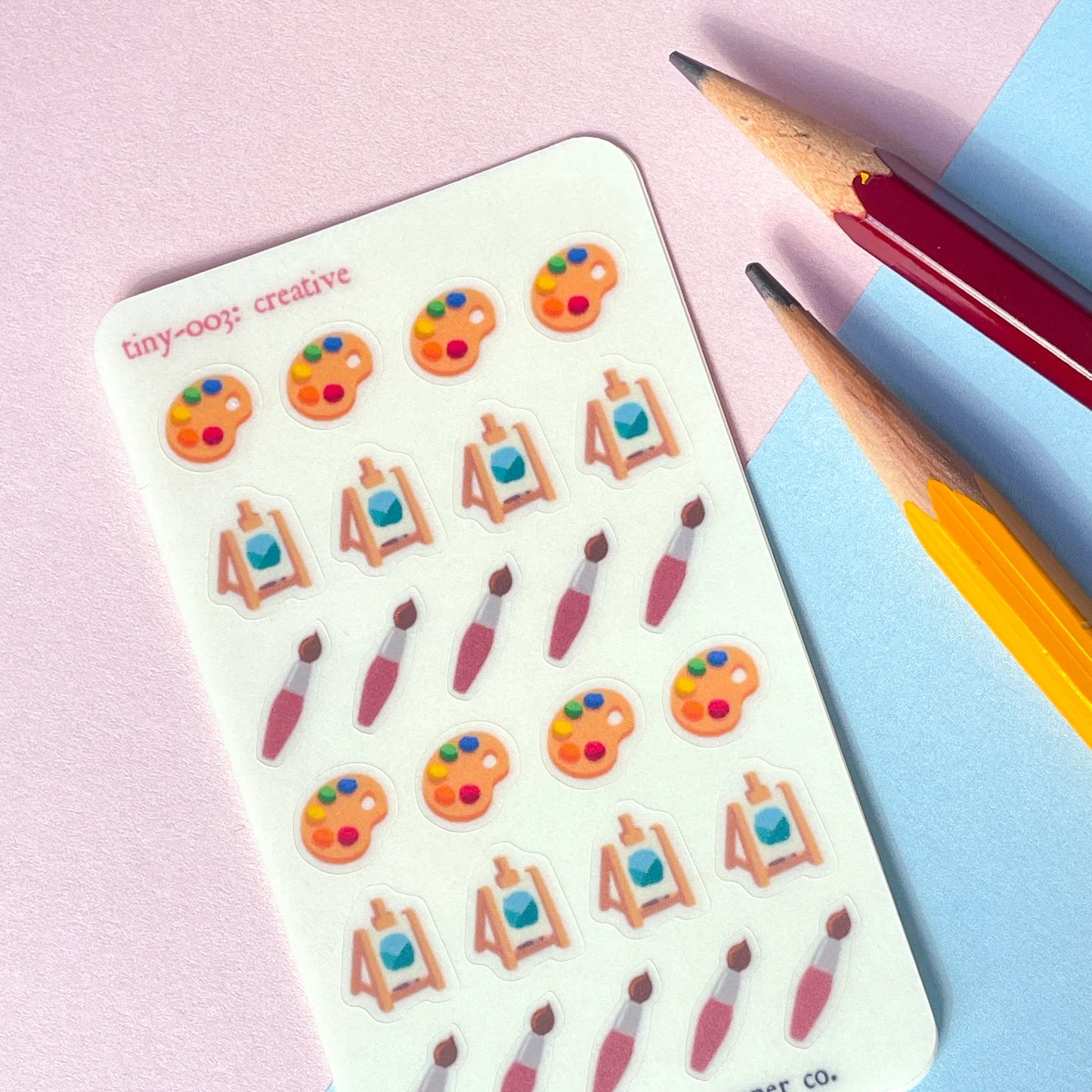 003 Creative Mini Planner Sticker Sheet | Tiny Artist Art Paint Easel Palette Paintbrush Brush Small Miniature Journal Tracker Micro