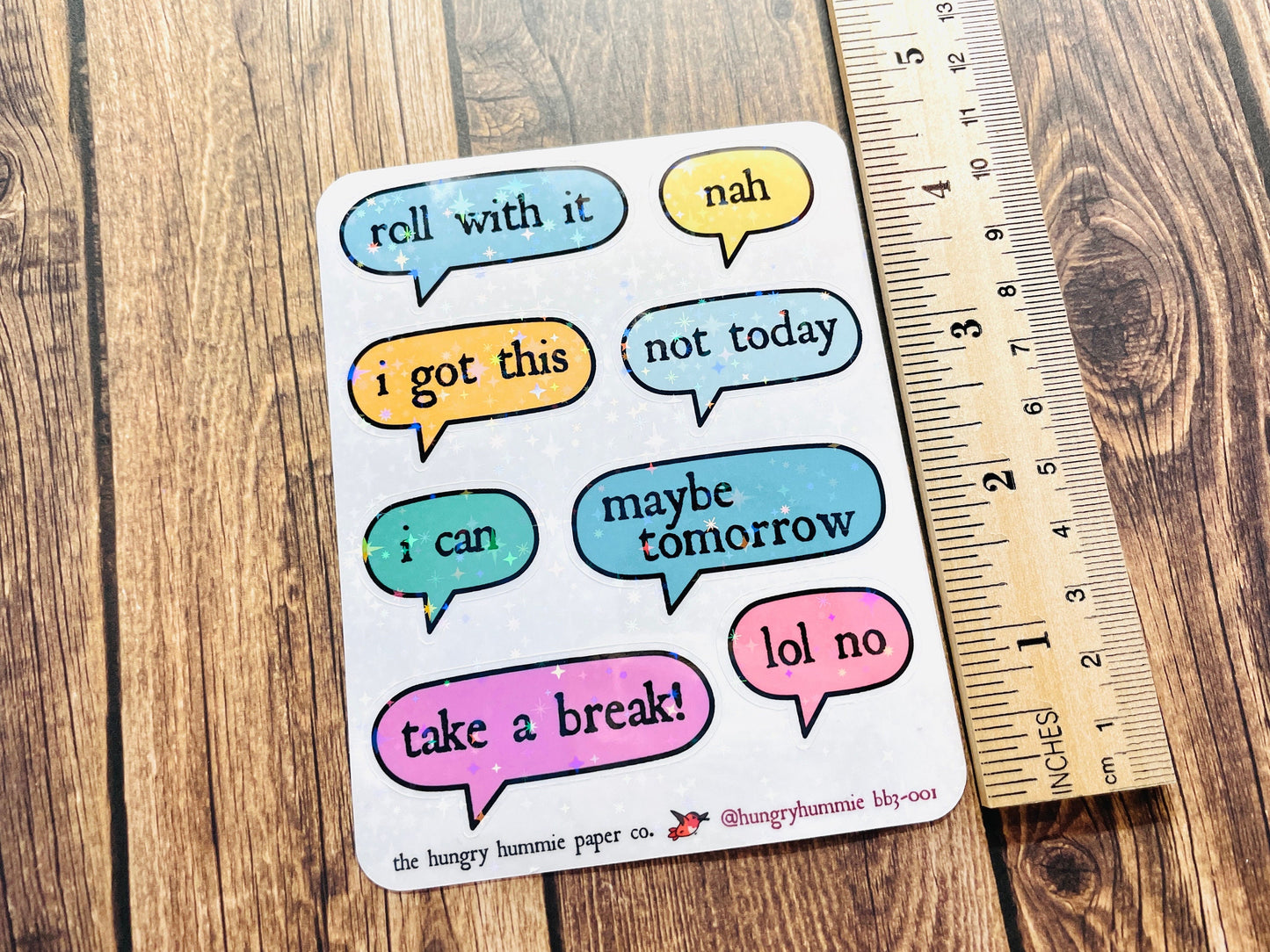Holographic Sassy Speech Bubble Sticker Sheet | Spicy | Nah Not Today Lol No Maybe Tomorrow Take A Break I Got This | Adulting Self Care