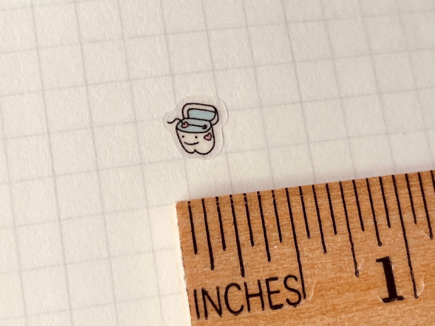 001 Floss Mini Planner Sticker Sheet | Tiny Dental Hygiene Stickers | Oral Health Small Miniature Seals BuJo Bullet Journal Tracking Dentist