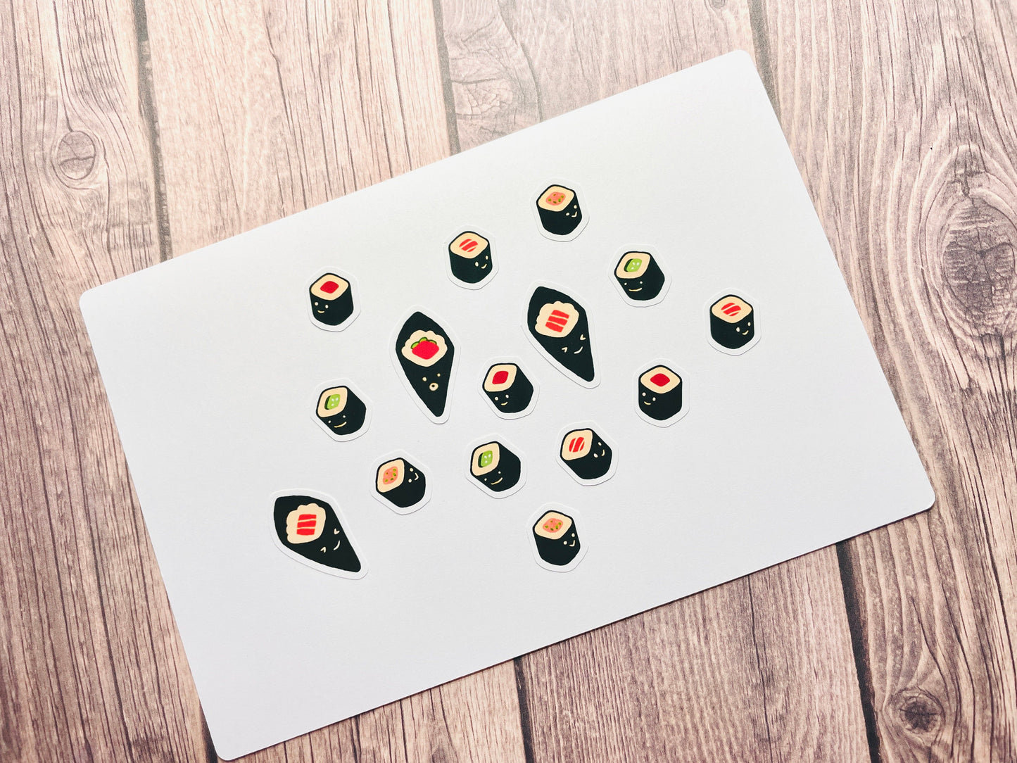 s-002 Mini Sushi Rolls and Handrolls Sticker Sheet s002 | Maki Temaki Foodie Planner Stickers | Japanese Food Hosomaki Perforated Journal Seals