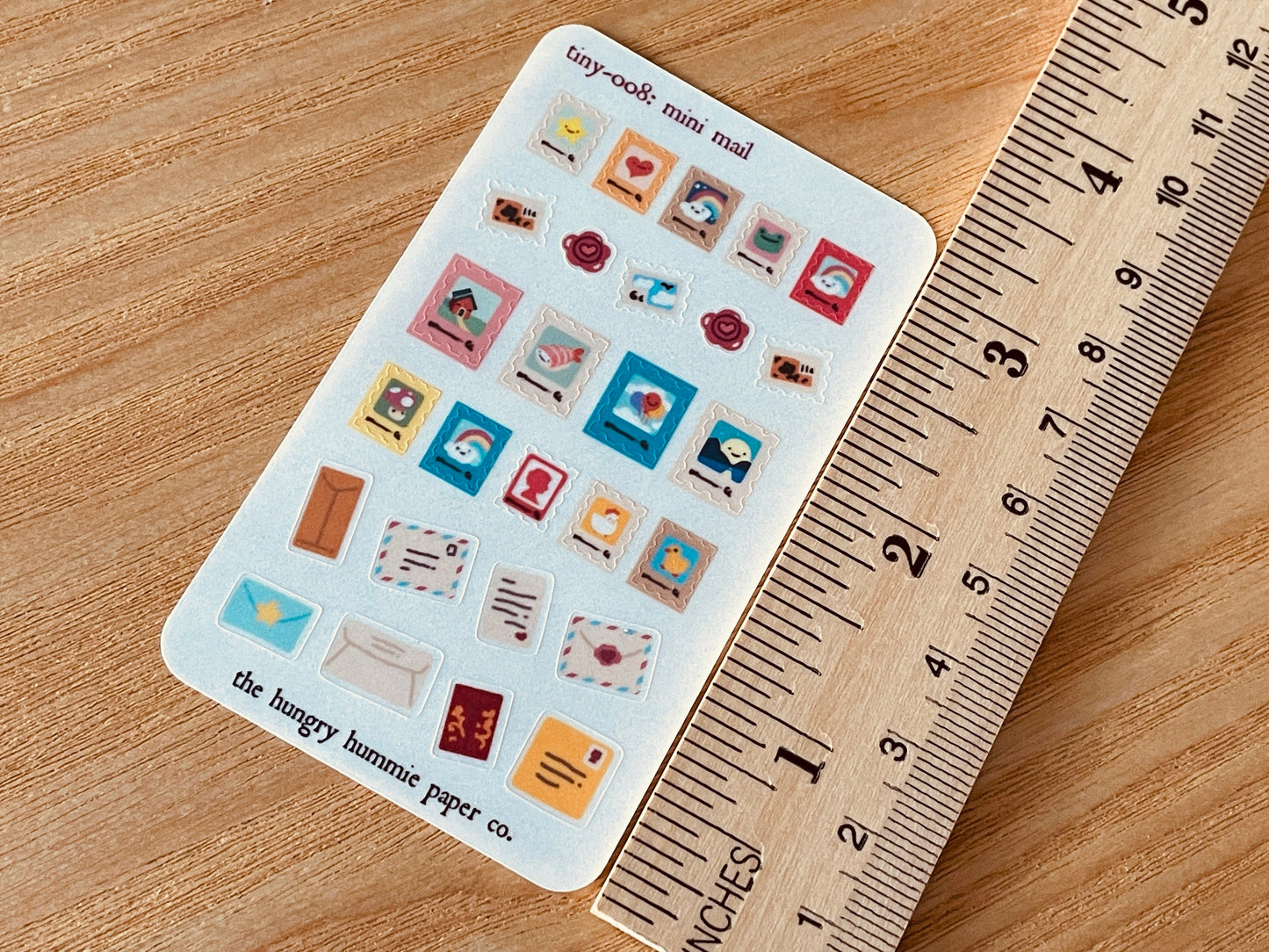 008 Mini Mail | Happy Post Planner Sticker Sheet Tiny Postage Stamp Stickers | Envelope Seals | Miniature Stamps BuJo Bullet Journal Tracker