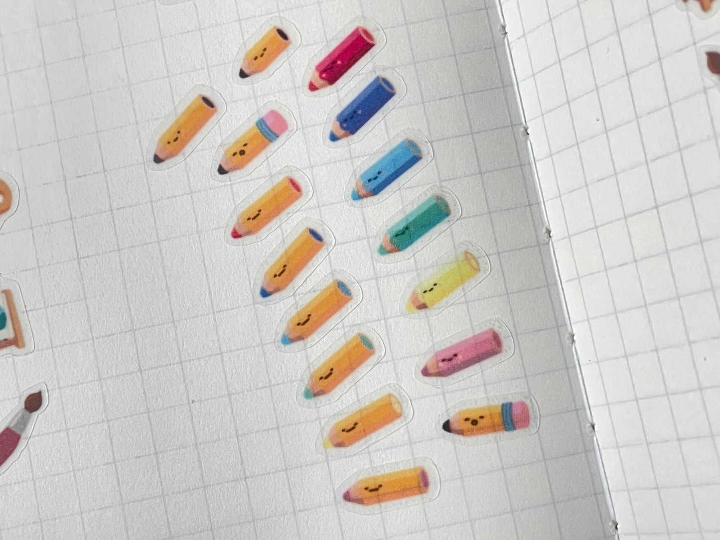 005 Pencils | Mini Planner Sticker Sheet | Tiny Coloured Pencil Icon Stickers Credit Card Sized BuJo Bullet Journal Tracker Miniature Seals