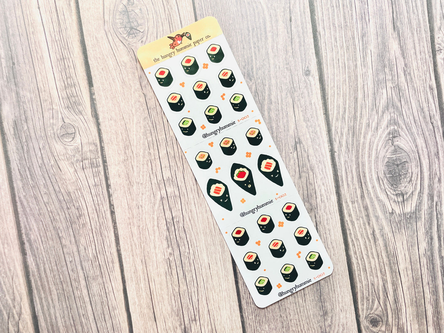 s-002 Mini Sushi Rolls and Handrolls Sticker Sheet s002 | Maki Temaki Foodie Planner Stickers | Japanese Food Hosomaki Perforated Journal Seals