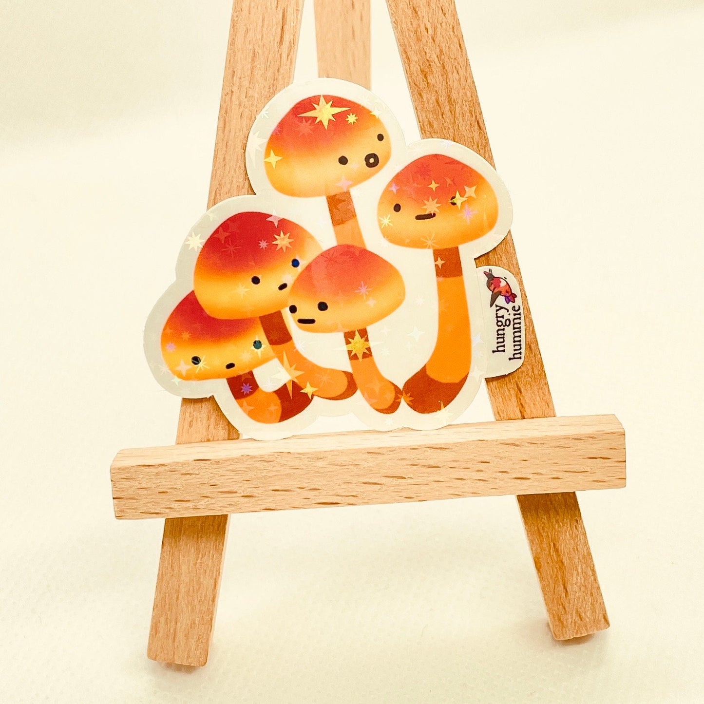 Honey Mushroom Cluster Sticker | Holographic Set of 1 Big & 1 Mini Stickers | Stars | Mycology Fungi Biologist Gifts Ecology Nature