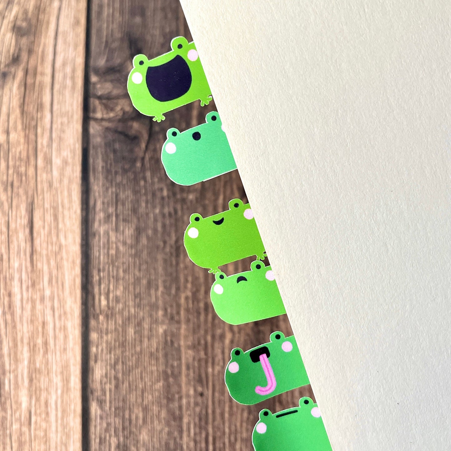 Cute Frog Page Tab Sticker Sheet | Adorable Amphibian Study Planner Stickers | Gifts for Teachers / Students | Planner Notebook Index Seals