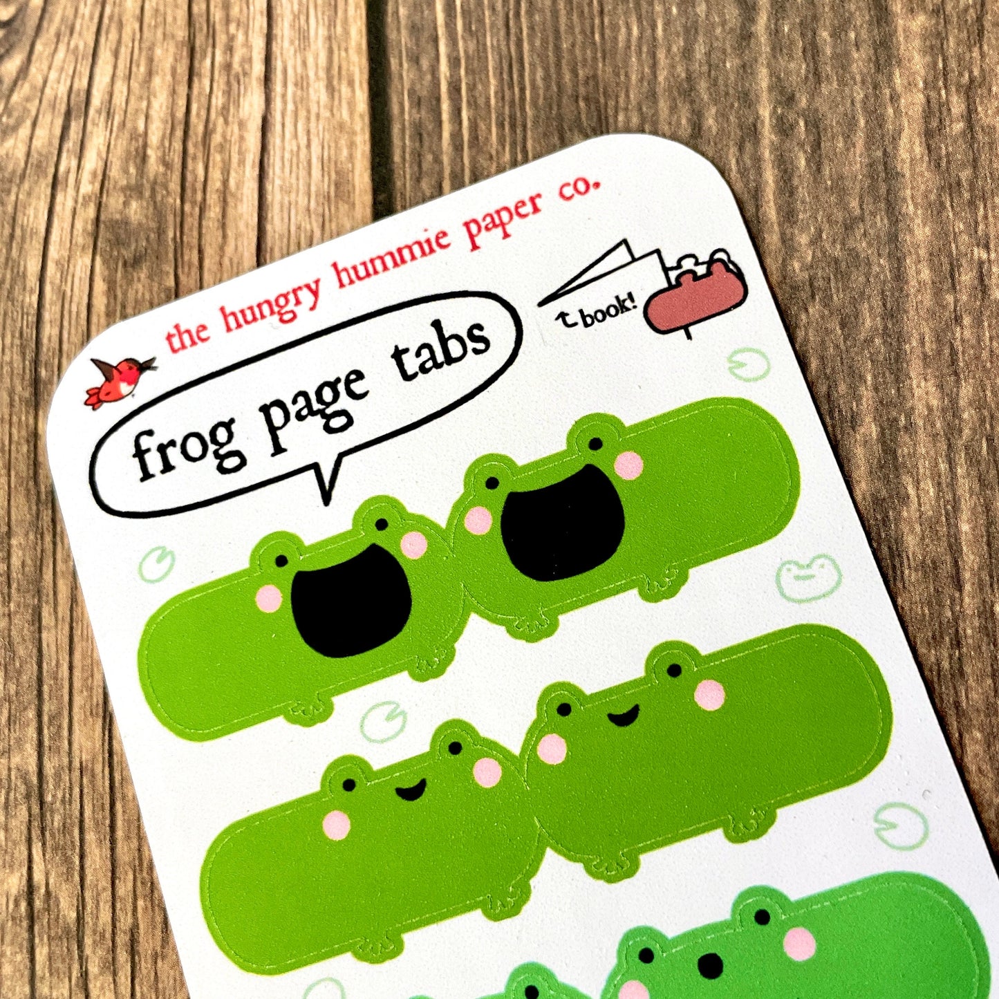 Cute Frog Page Tab Sticker Sheet | Adorable Amphibian Study Planner Stickers | Gifts for Teachers / Students | Planner Notebook Index Seals