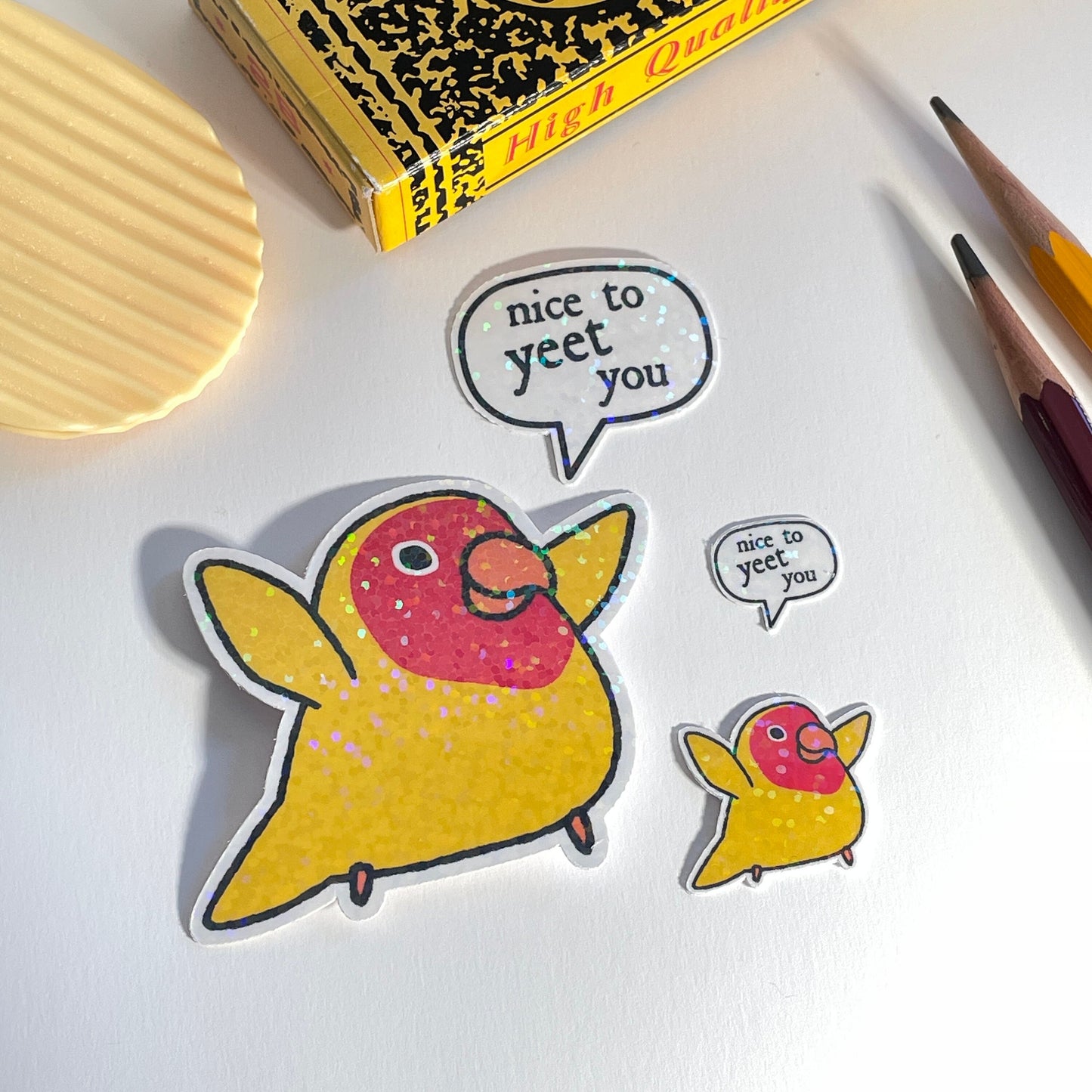 Angry Lovebird Yeet you sticker - great gift for grumpy bird lovers! Birdwatching ornithology birb fans - planners notebooks and schedules