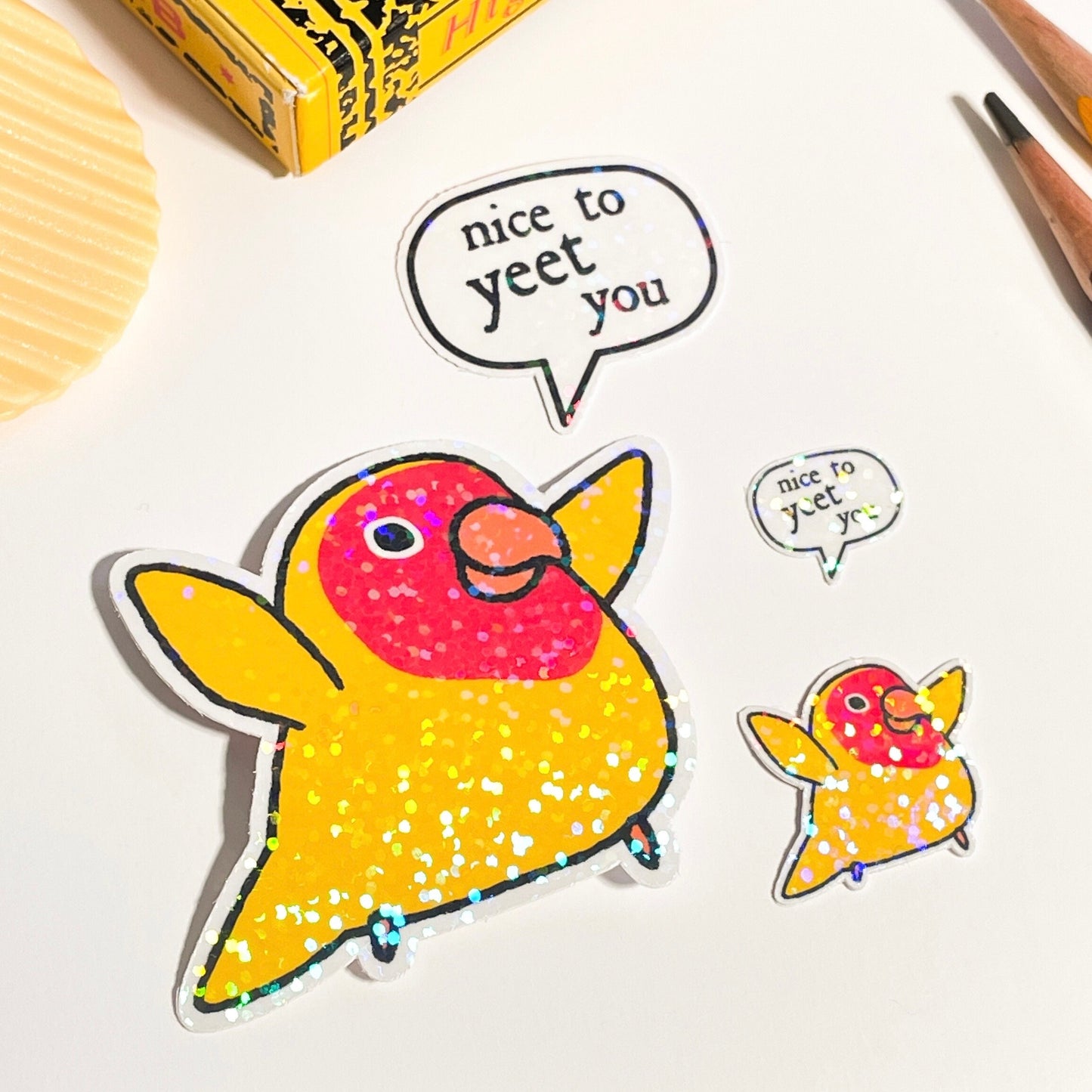 Angry Lovebird Yeet you sticker - great gift for grumpy bird lovers! Birdwatching ornithology birb fans - planners notebooks and schedules