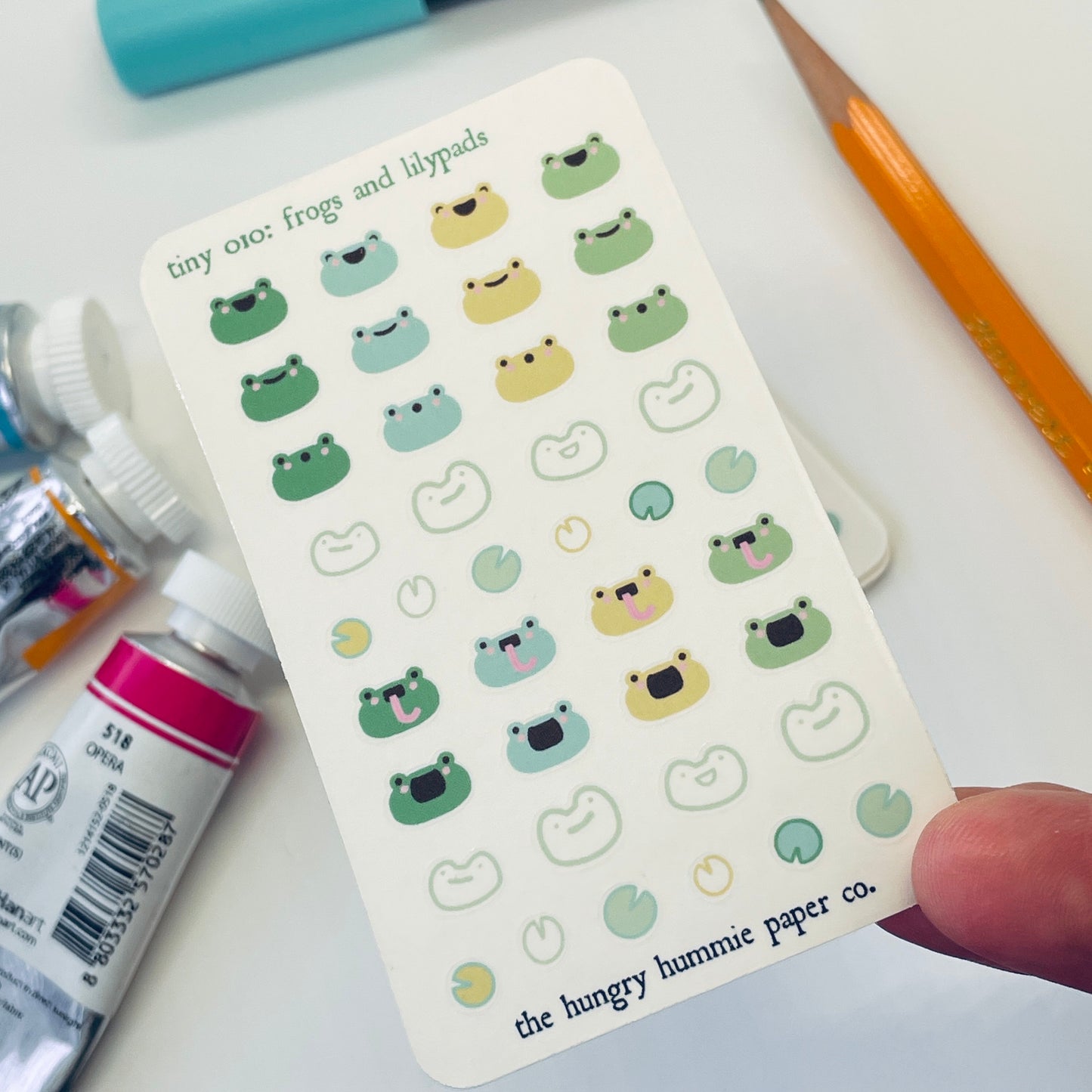010 Frogs and Lilypads mini sticker sheet : tiny frog faces! Cute gifts for emoji amphibian lovers colour icons Bullet Journals, Trackers