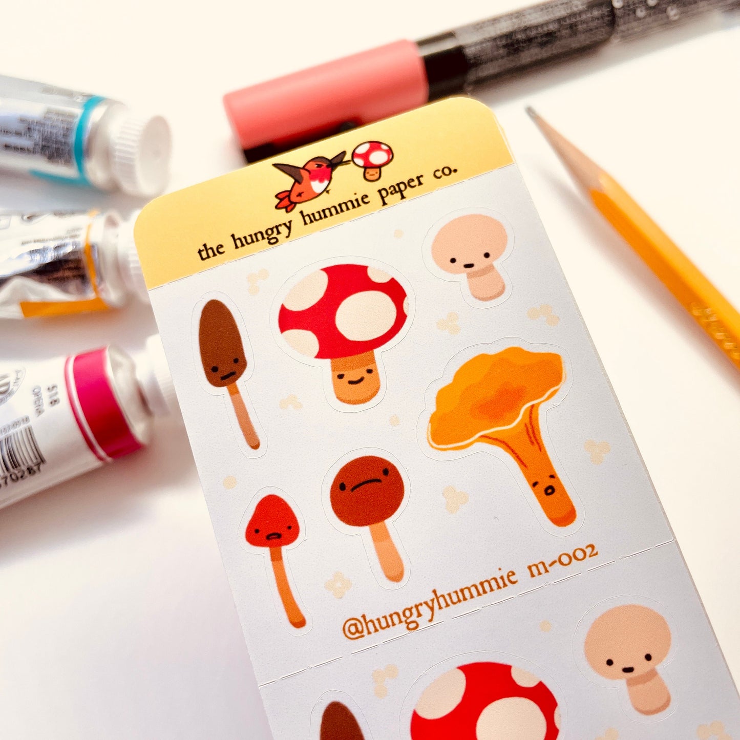 m-002 Mini Mushroom Sticker Sheet | Cute Fungi gifts for naturalists and biologists! Planner sticker seals for notebooks and student folders