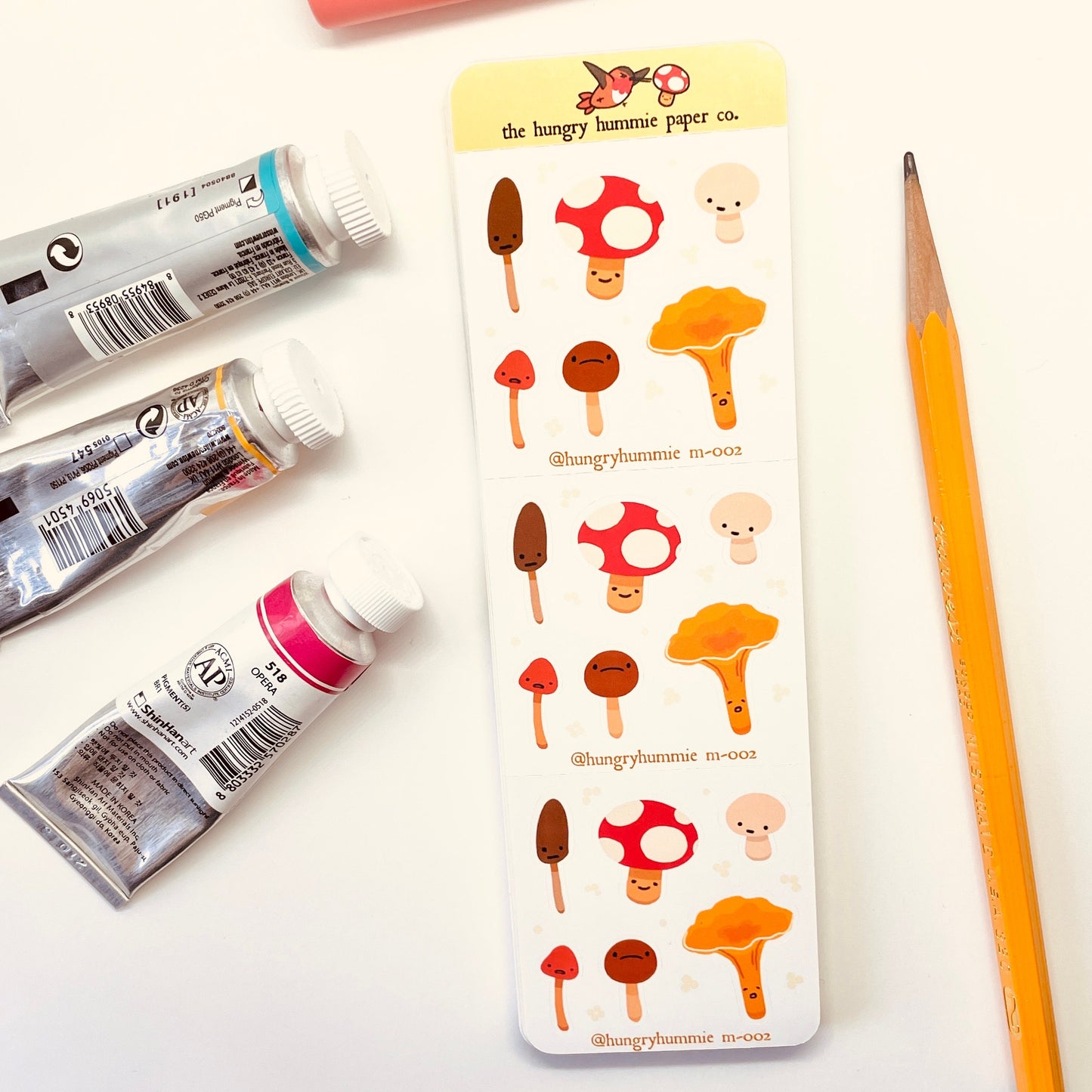 m-002 Mini Mushroom Sticker Sheet | Cute Fungi gifts for naturalists and biologists! Planner sticker seals for notebooks and student folders