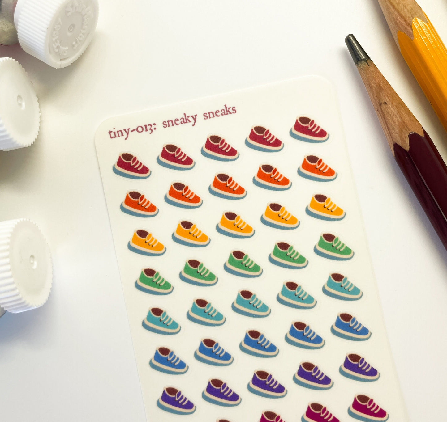 013 Sneakers Mini Planner Sticker Sheet : tiny self-care cardio workout run walk steps goals exercise for bullet journal, diary or schedule