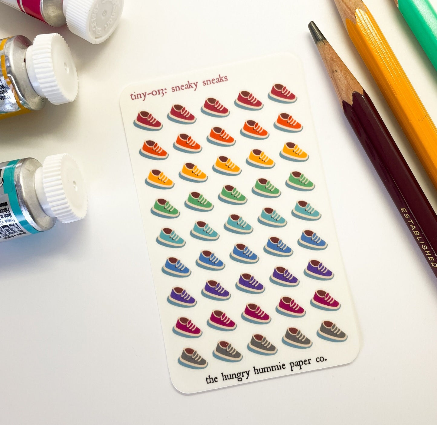 013 Sneakers Mini Planner Sticker Sheet : tiny self-care cardio workout run walk steps goals exercise for bullet journal, diary or schedule