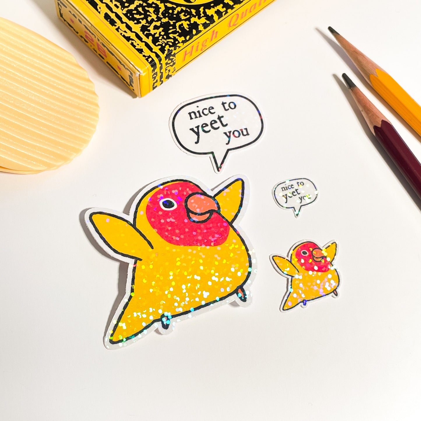 Angry Lovebird Yeet you sticker - great gift for grumpy bird lovers! Birdwatching ornithology birb fans - planners notebooks and schedules