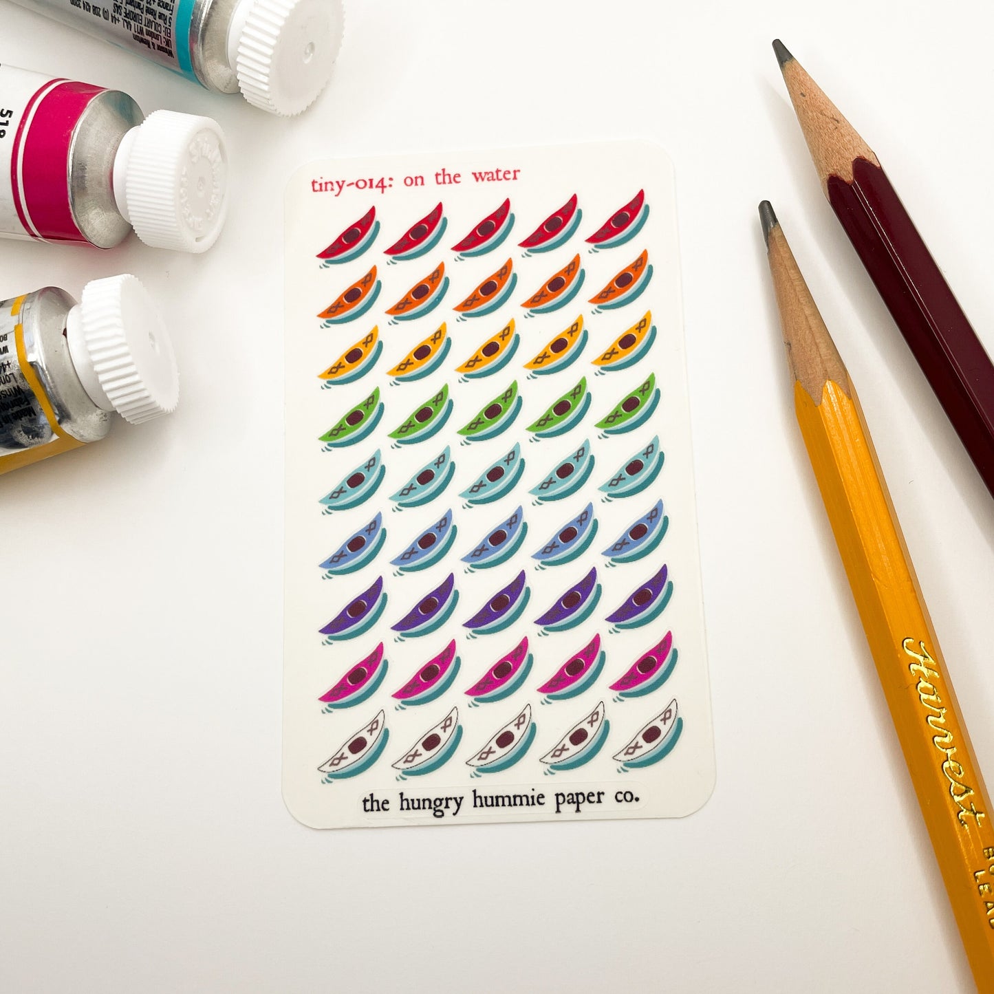 014 Kayak Mini Planner Sticker Sheet - On The Water - Tiny self-care cardio rowing workout fitness goals gift for kayakers and outdoors