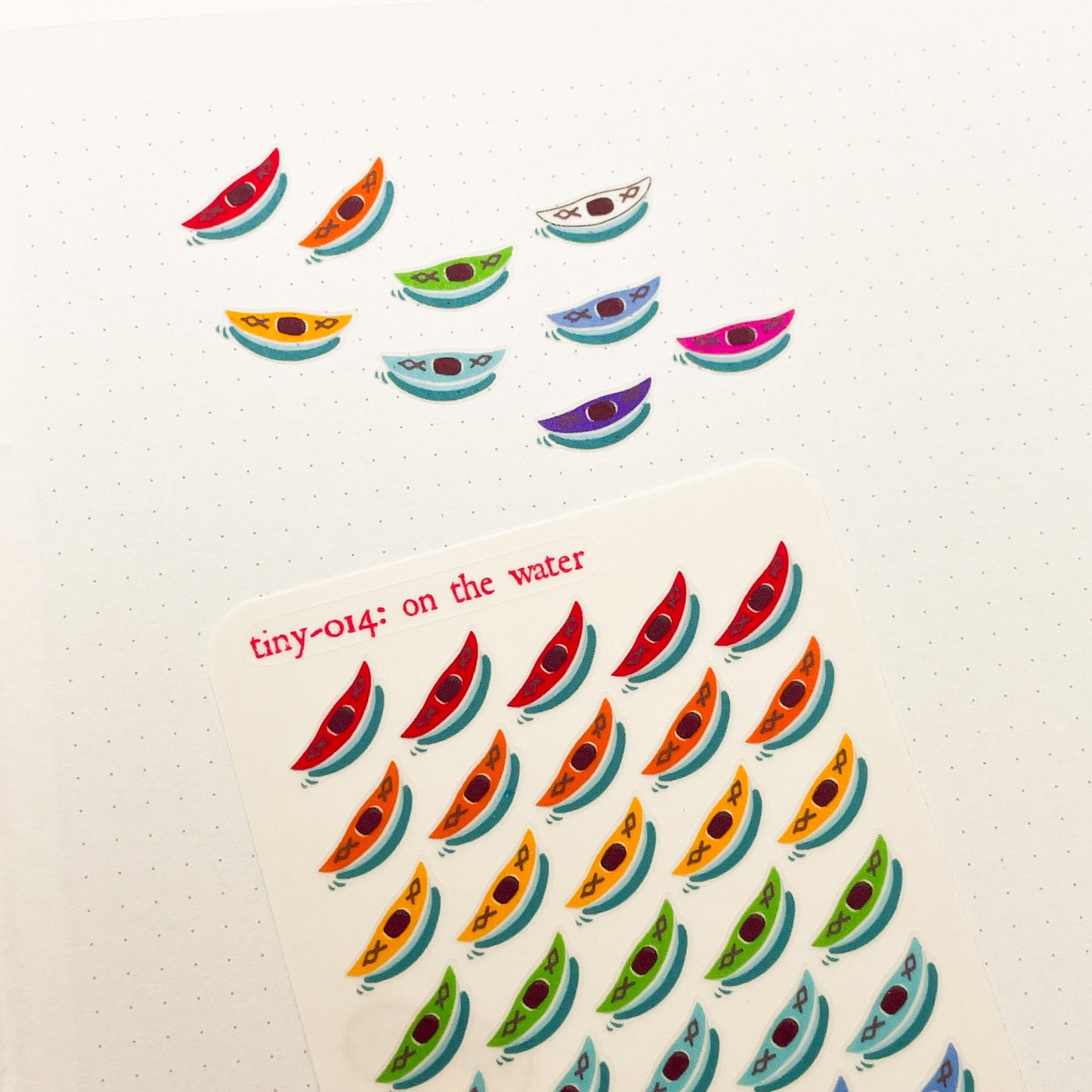 014 Kayak Mini Planner Sticker Sheet - On The Water - Tiny self-care cardio rowing workout fitness goals gift for kayakers and outdoors