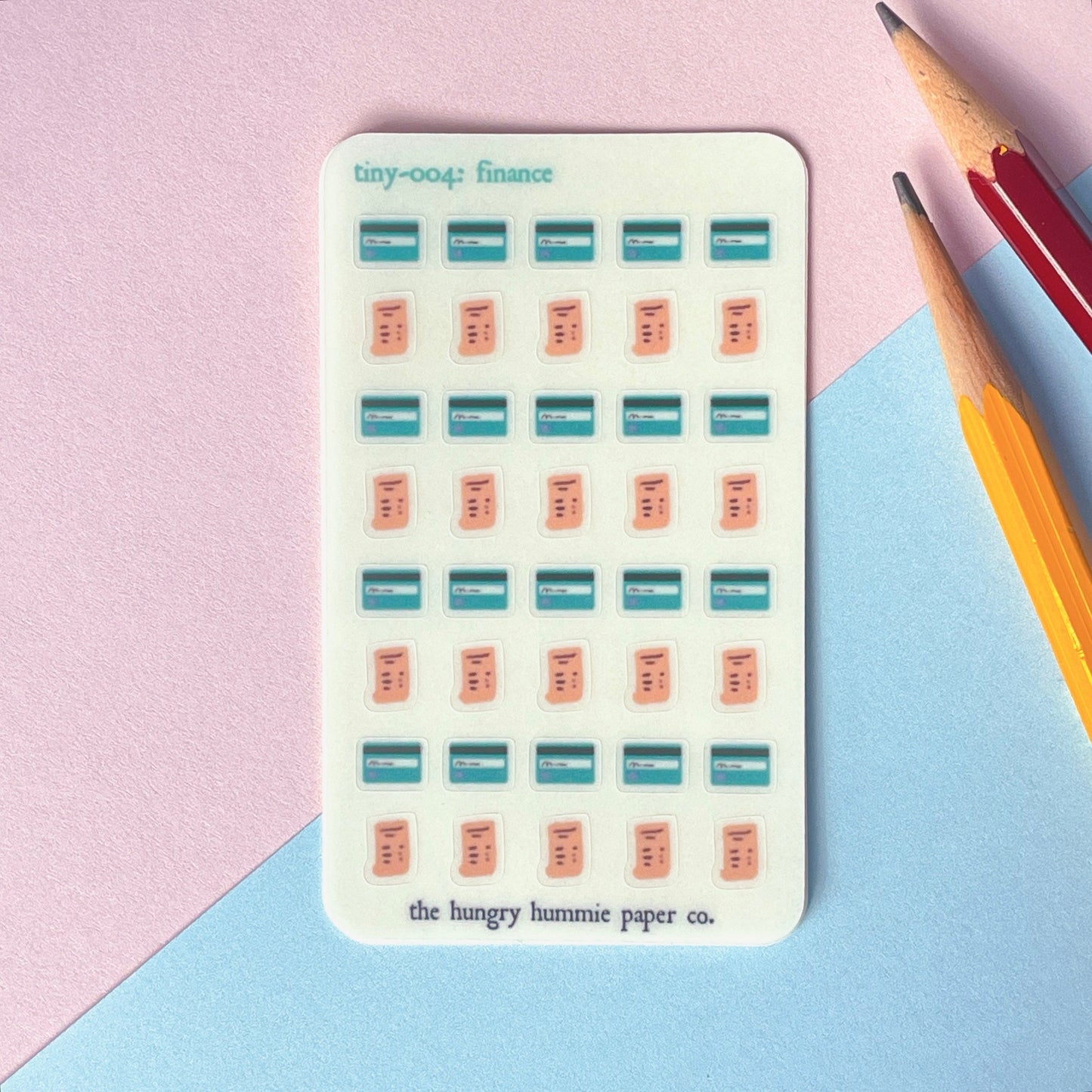 004 Finance | Mini Planner Sticker Sheet | Bills Receipts Debit Credit Stickers BuJo | Small Miniature Tracker Seals | Bullet Journal Icons