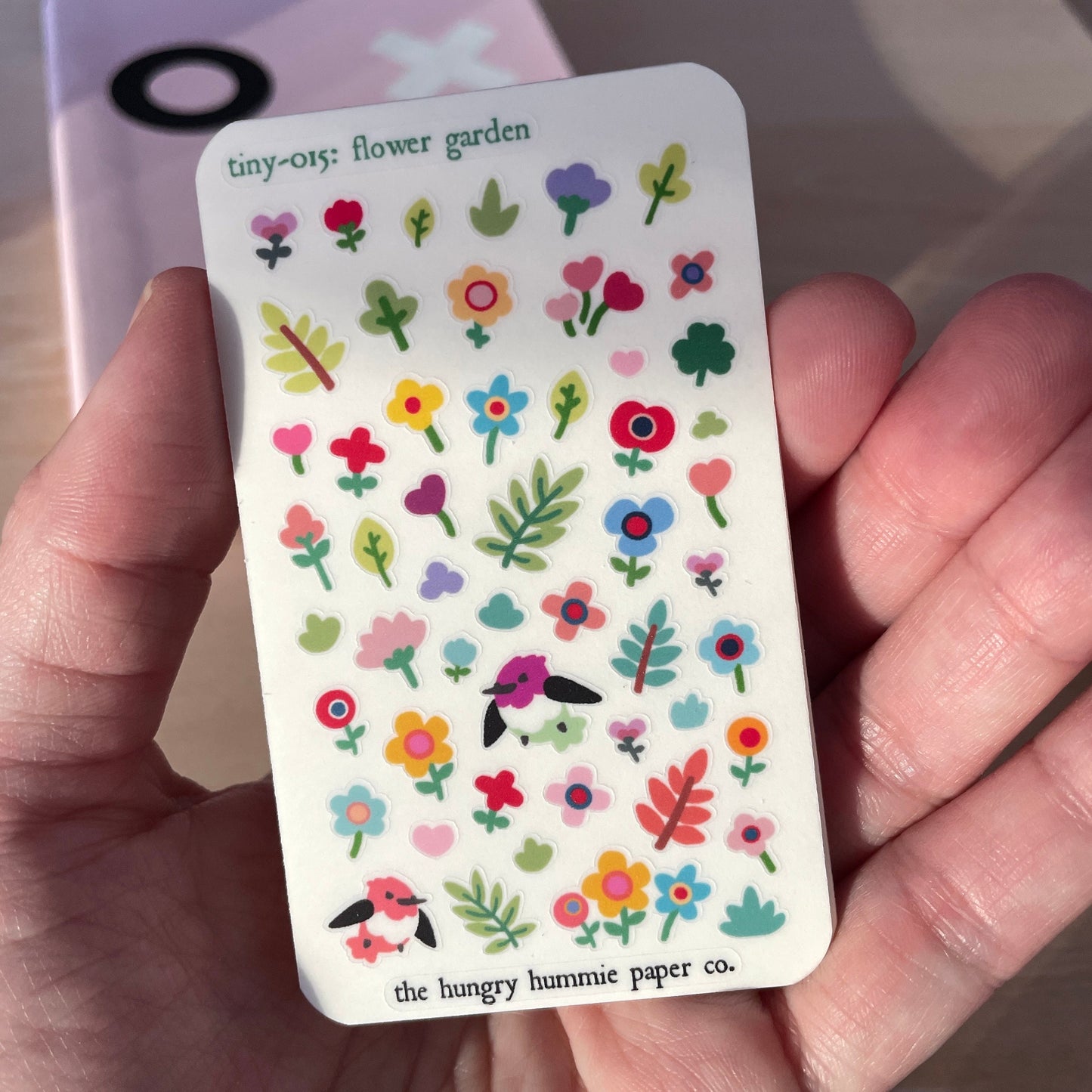 015 Flower Garden & Hummingbirds Credit / Business Card Sized Mini Planner Sticker sheet for wallets gifts small diaries and journals!